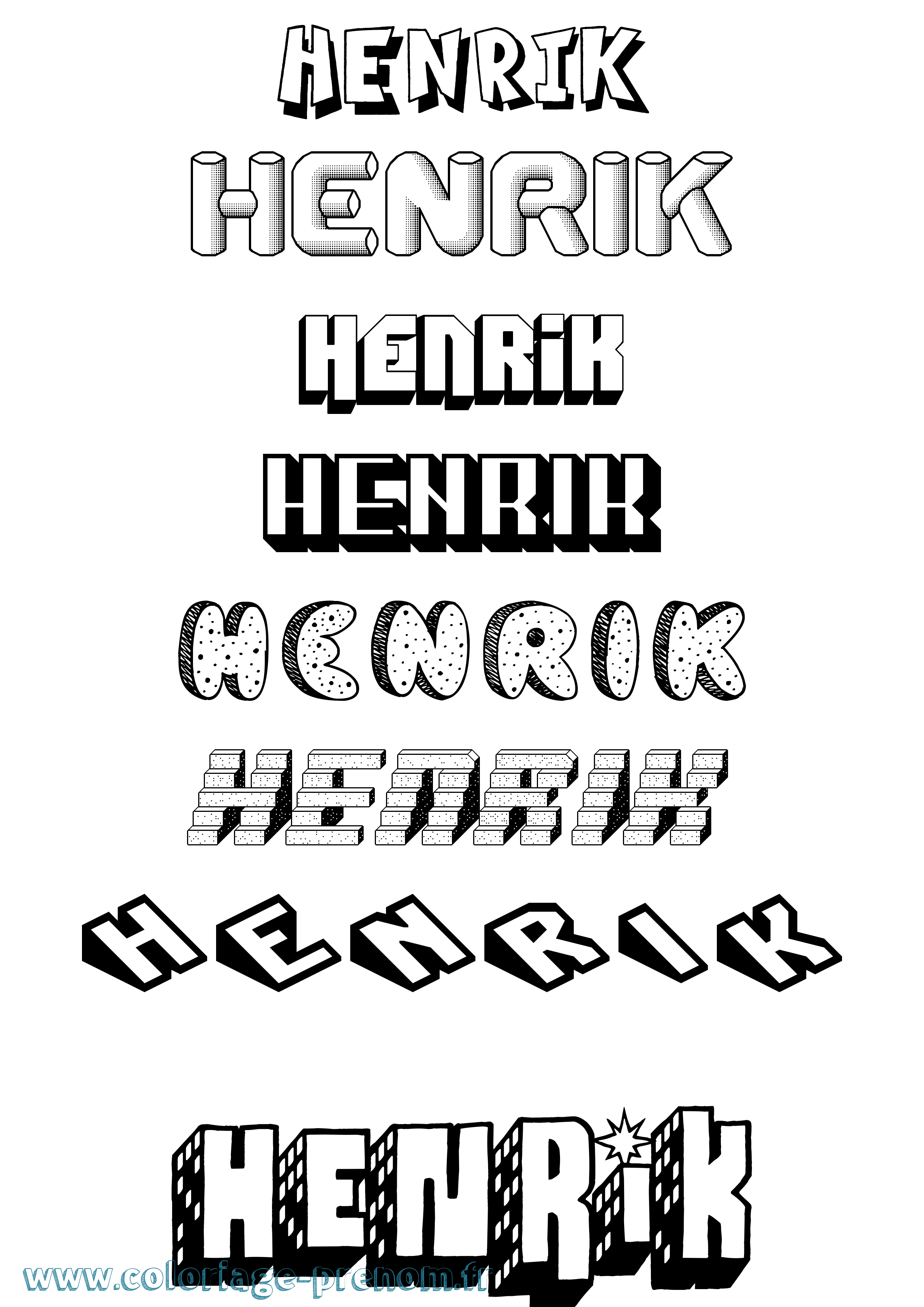 Coloriage Henrik Effet 3D Coloriage prénom Henrik Effet 3D