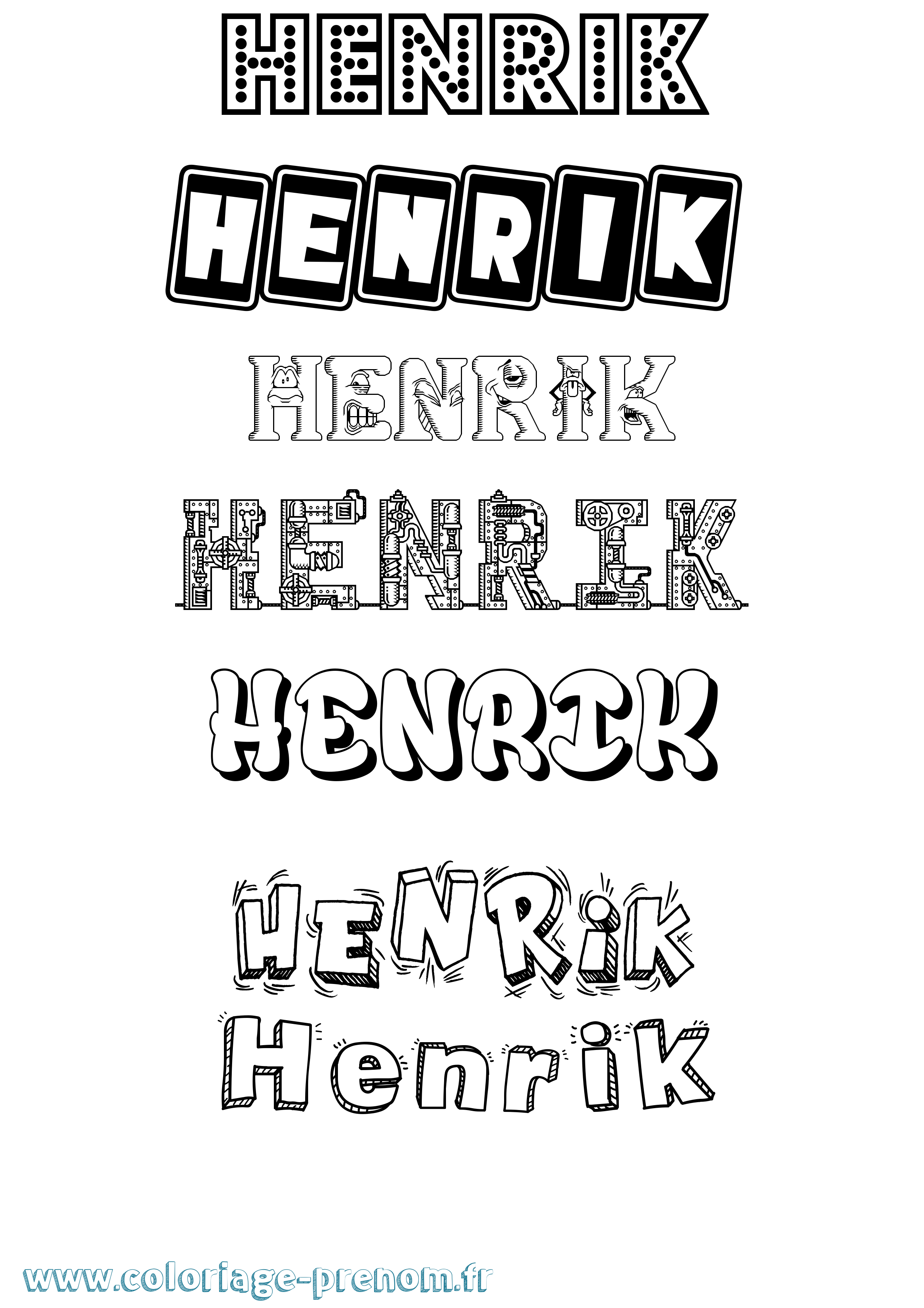 Coloriage Henrik Fun Coloriage prénom Henrik Fun