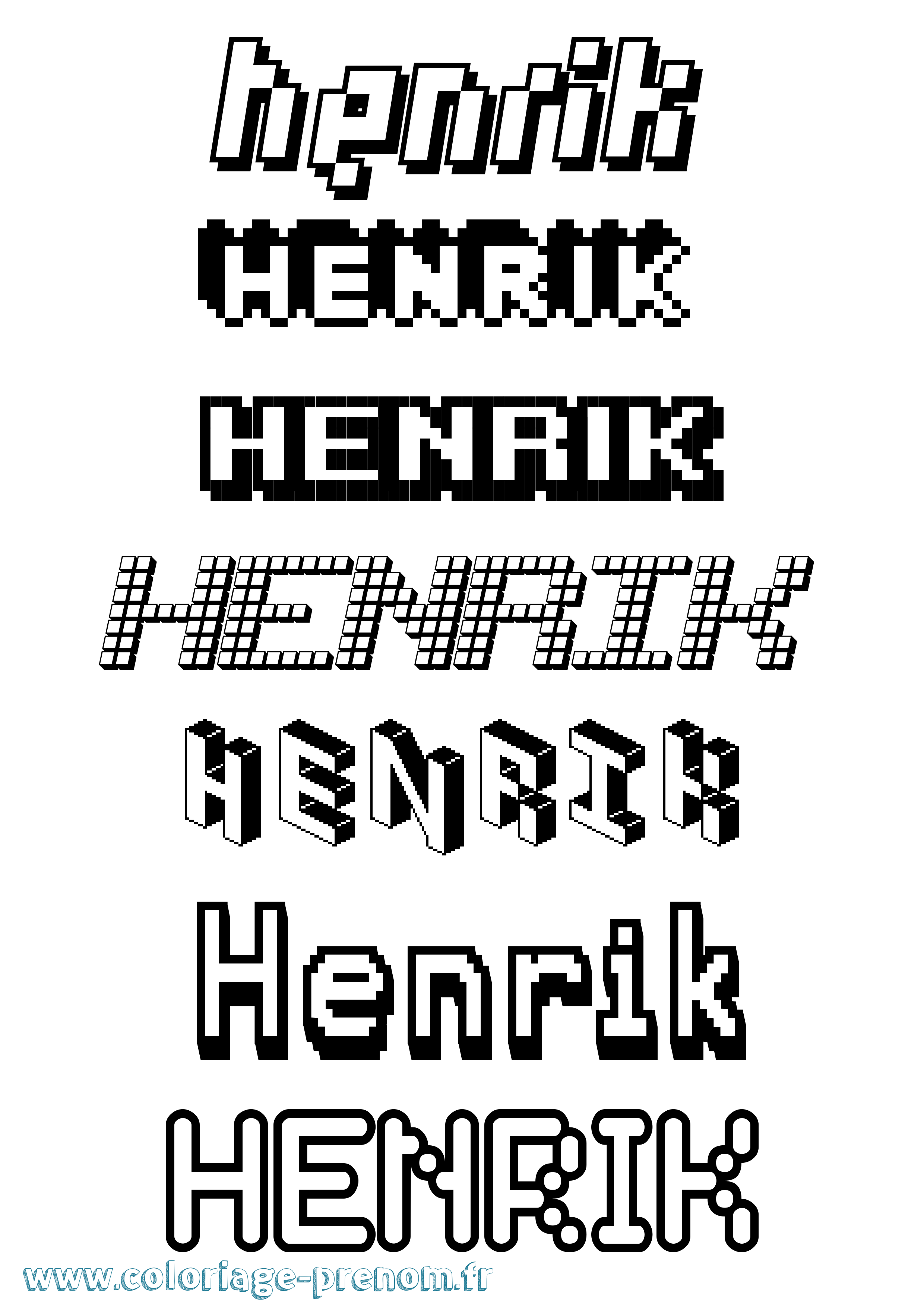 Coloriage Henrik Pixel Coloriage prénom Henrik Pixel