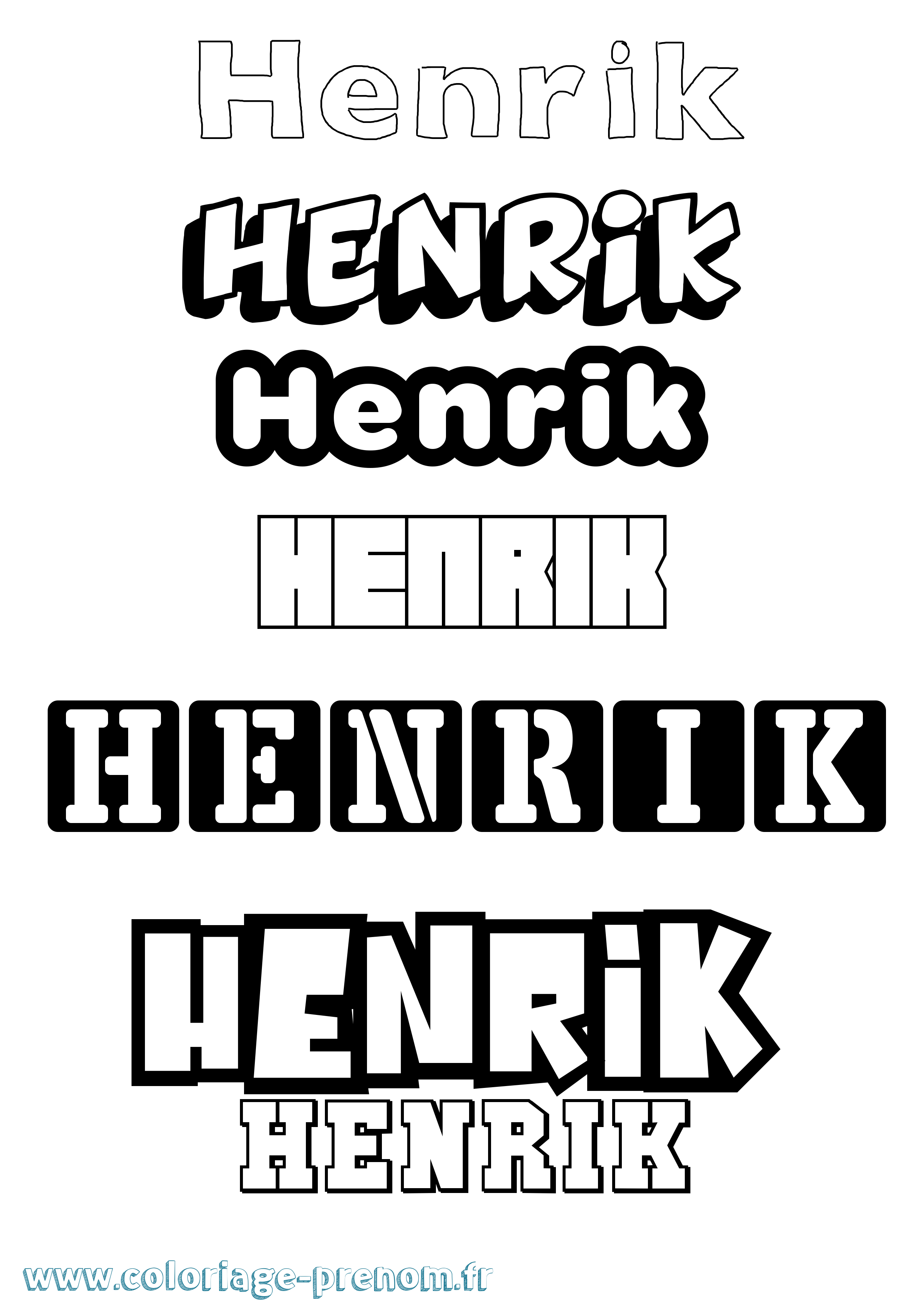 Coloriage Henrik Simple Coloriage prénom Henrik Simple