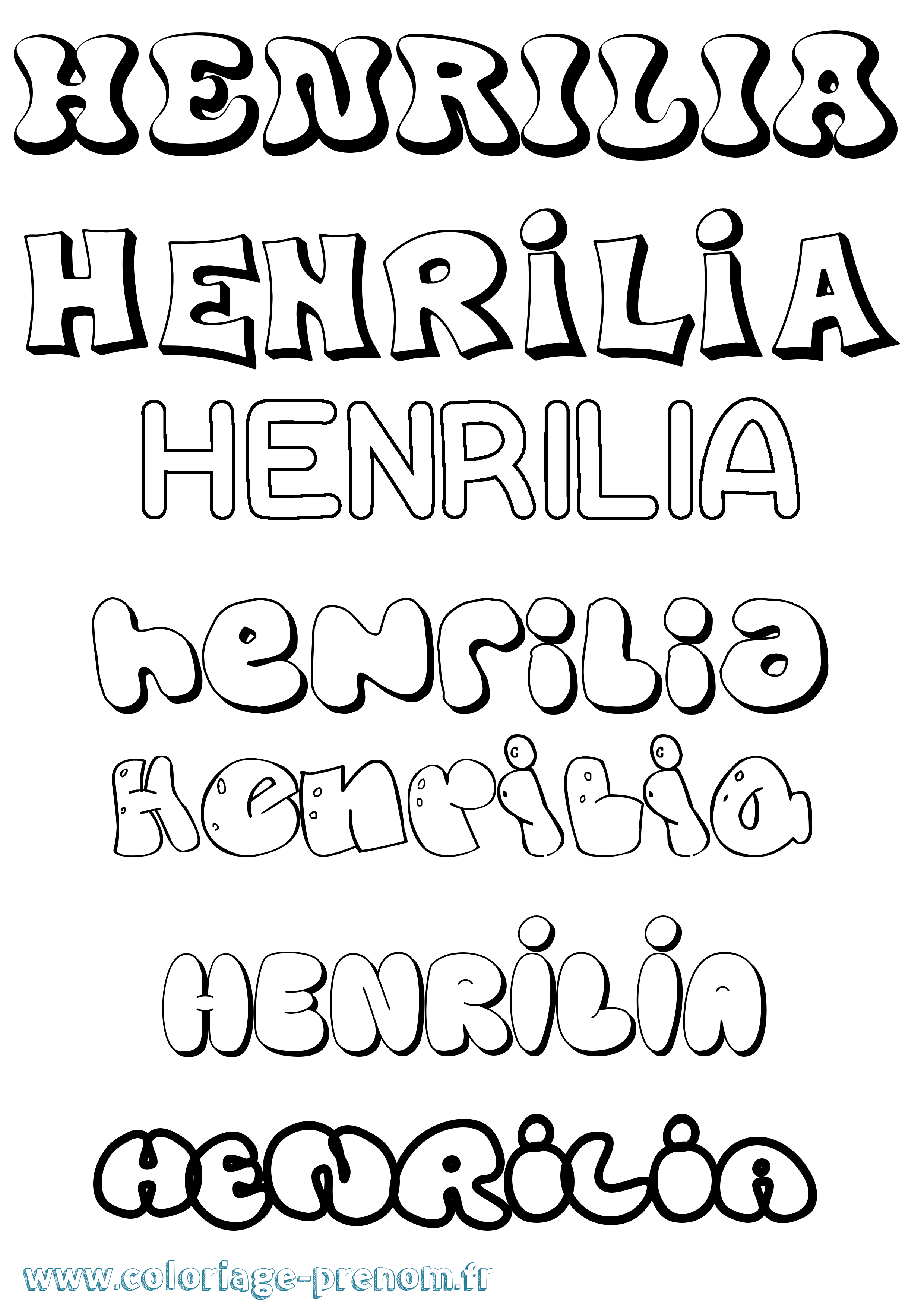 Coloriage Henrilia Bubble Coloriage prénom Henrilia Bubble