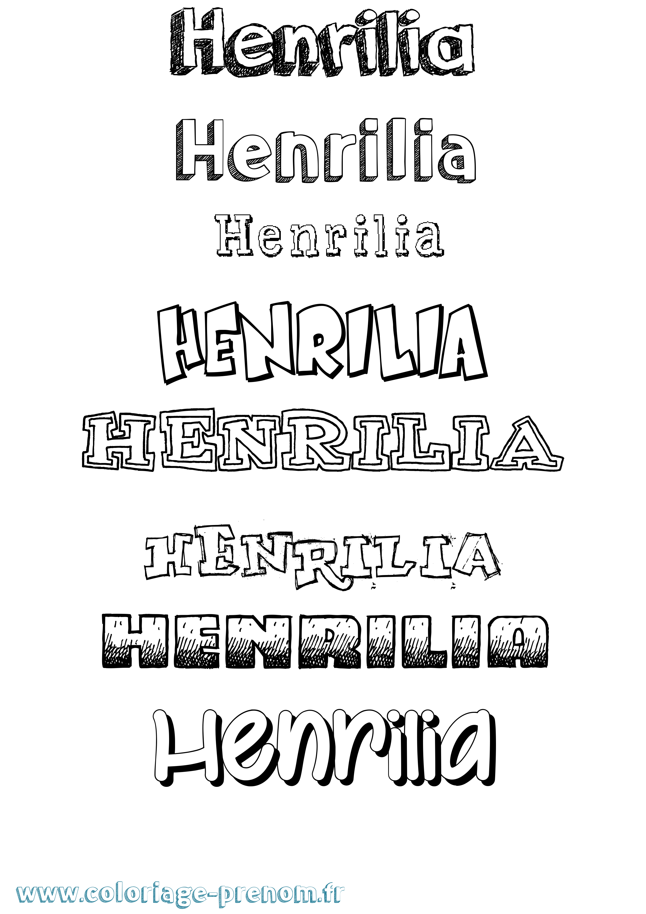 Coloriage Henrilia Dessiné Coloriage prénom Henrilia Dessiné
