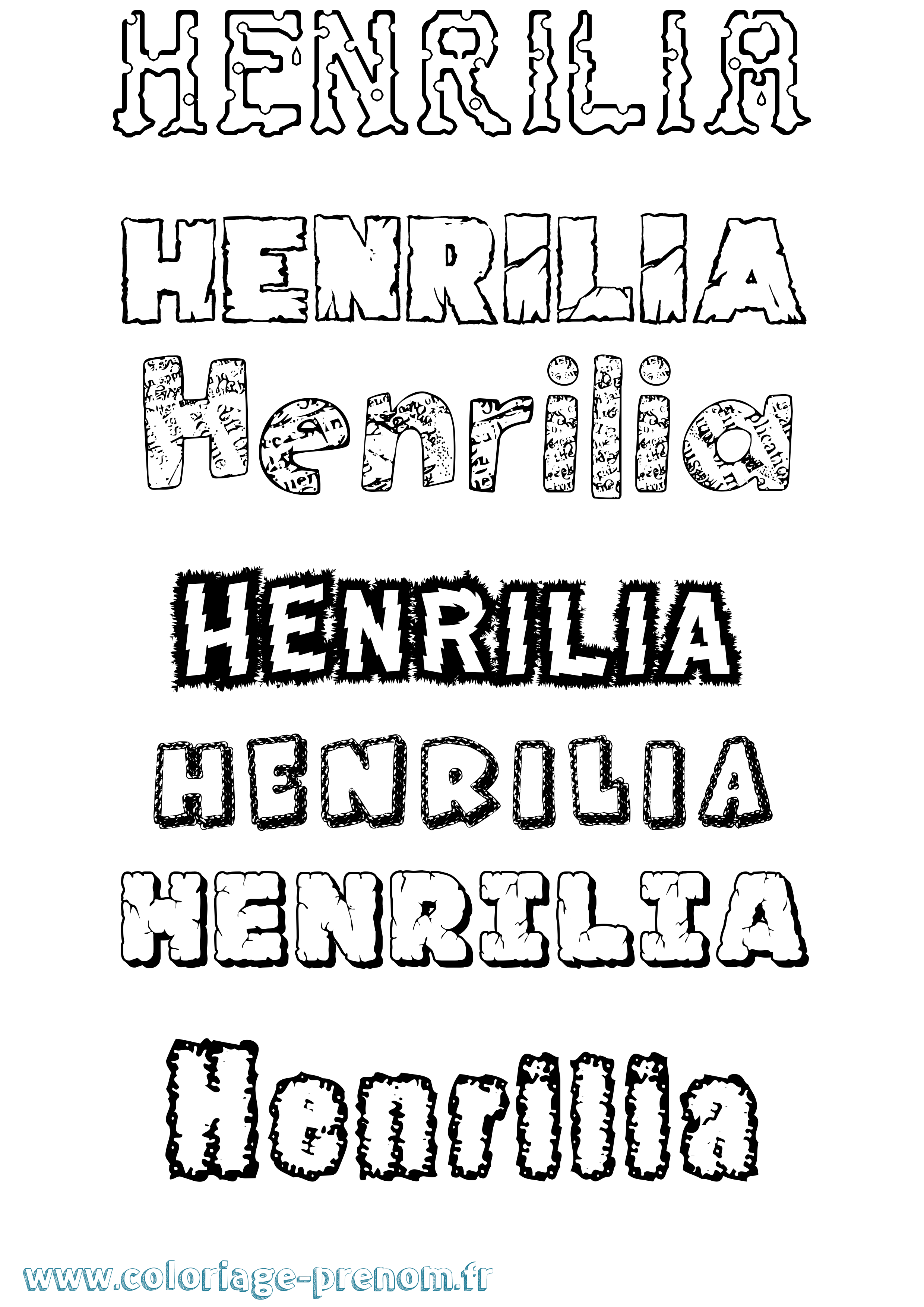 Coloriage Henrilia Destructuré Coloriage prénom Henrilia Destructuré