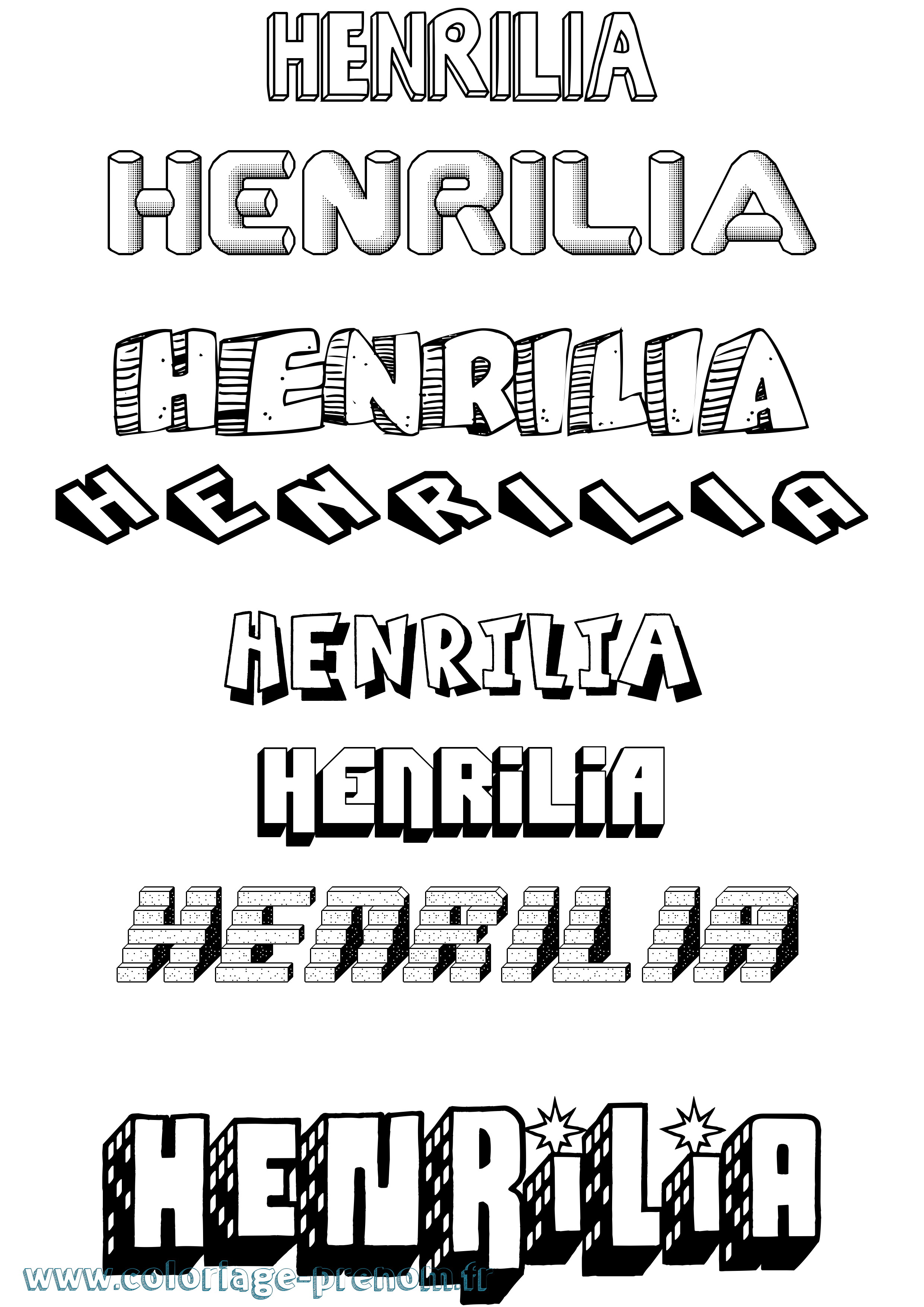 Coloriage Henrilia Effet 3D Coloriage prénom Henrilia Effet 3D