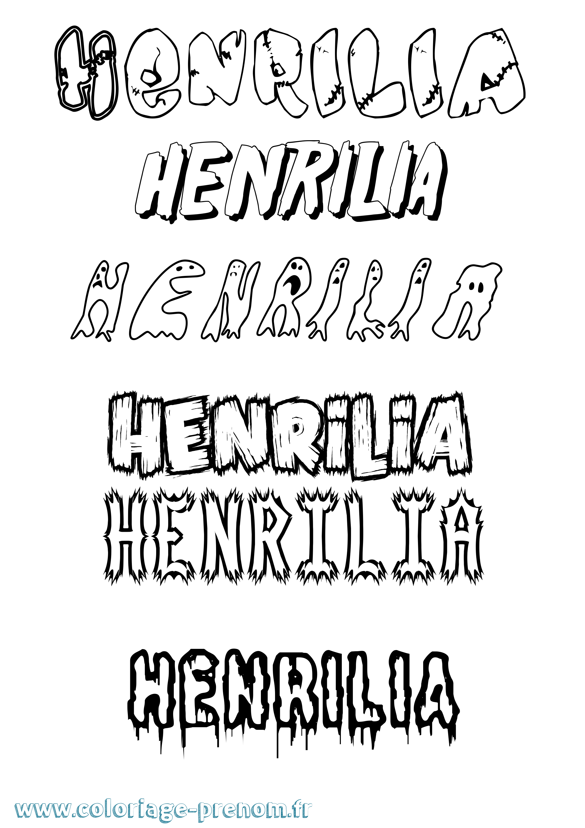 Coloriage Henrilia Frisson Coloriage prénom Henrilia Frisson