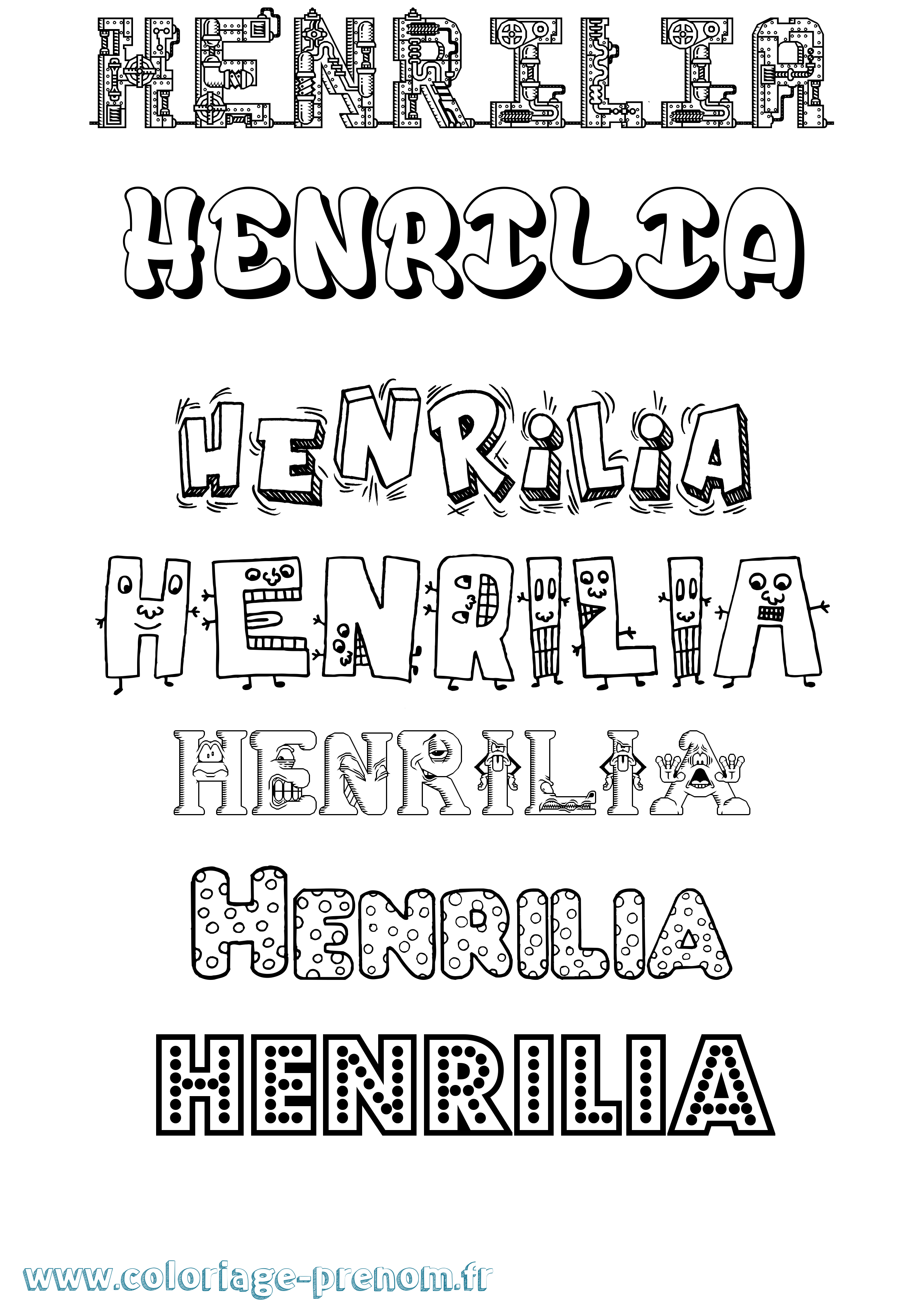 Coloriage Henrilia Fun Coloriage prénom Henrilia Fun