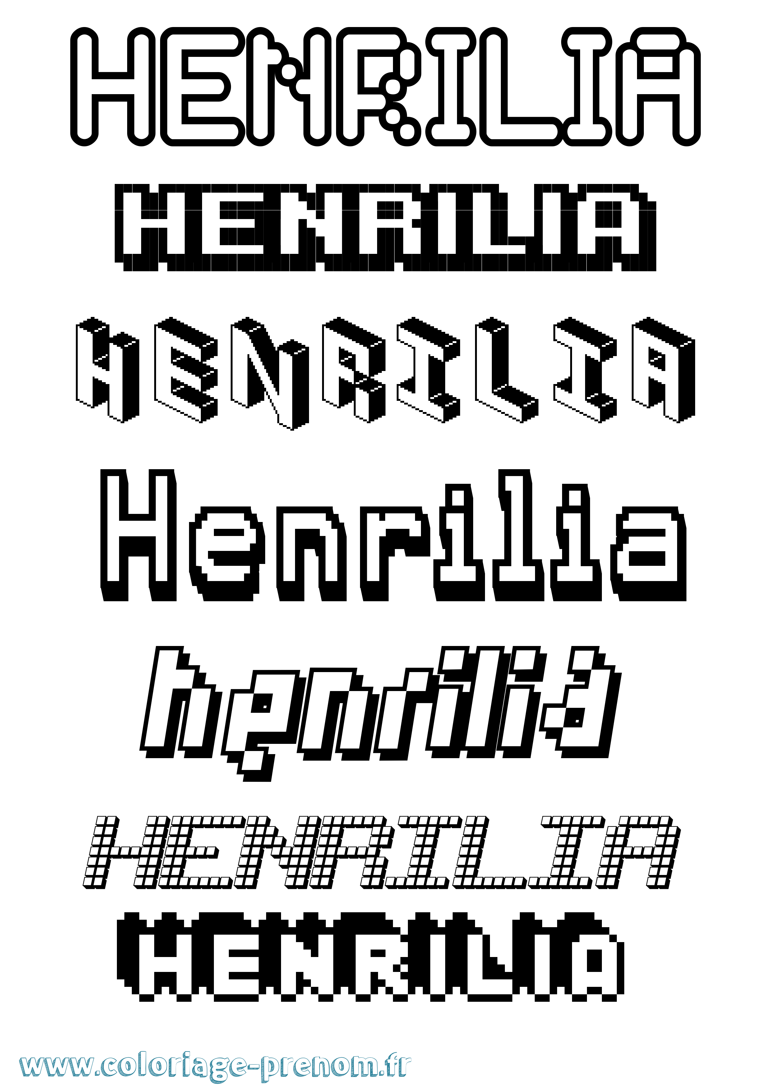 Coloriage Henrilia Pixel Coloriage prénom Henrilia Pixel
