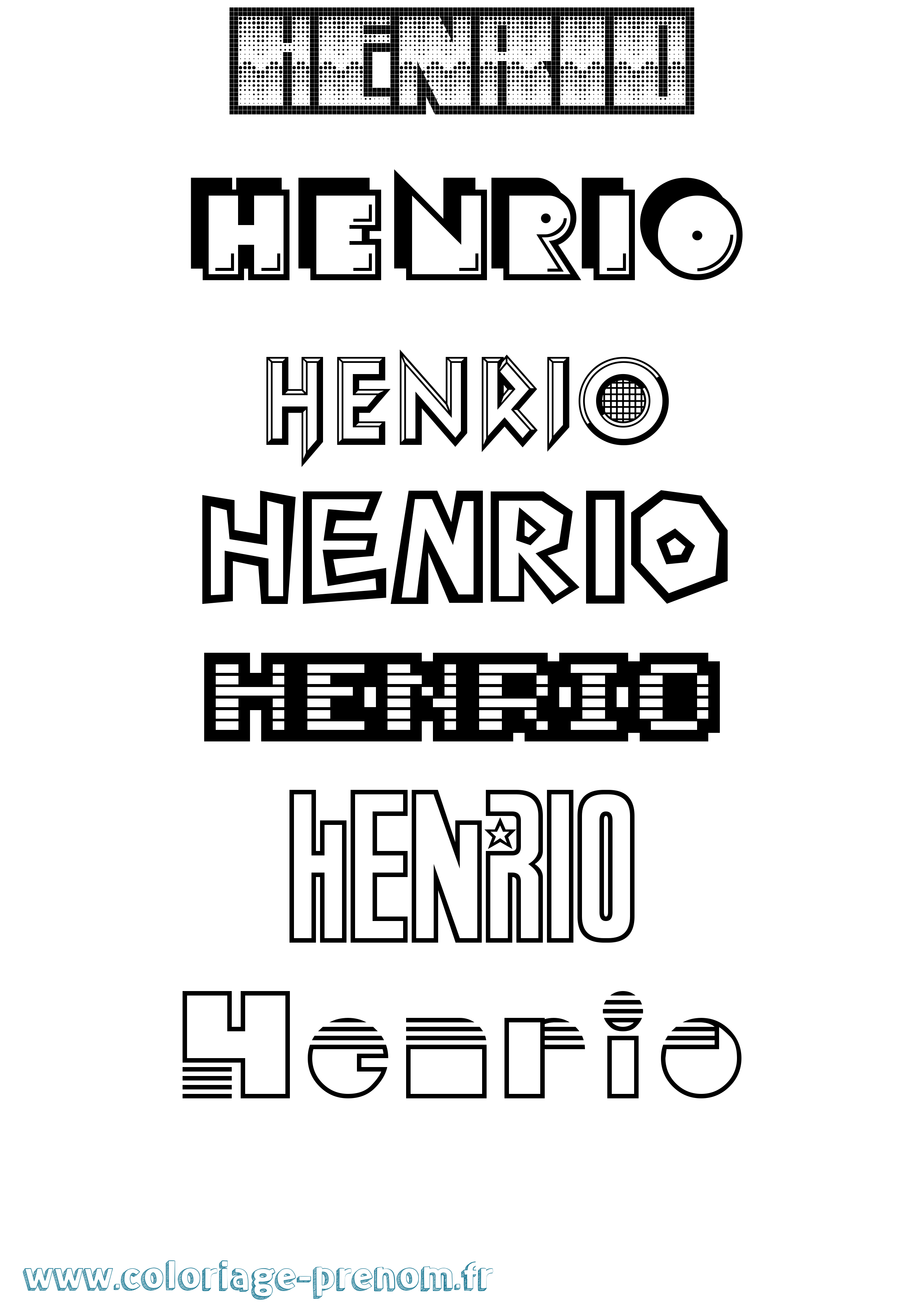 Coloriage Henrio Jeux Vidéos Coloriage prénom Henrio Jeux Vidéos