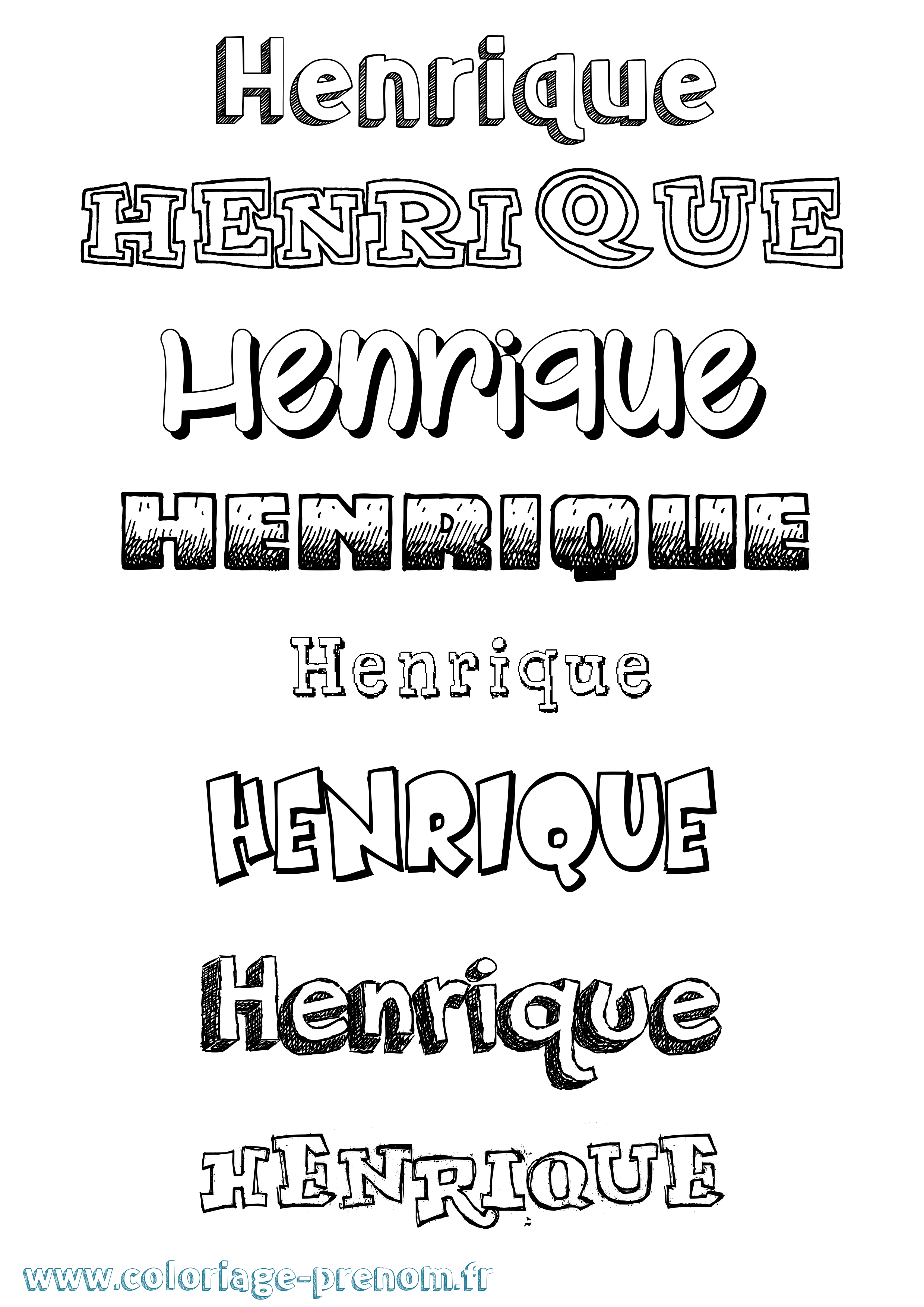 Coloriage Henrique Dessiné Coloriage prénom Henrique Dessiné
