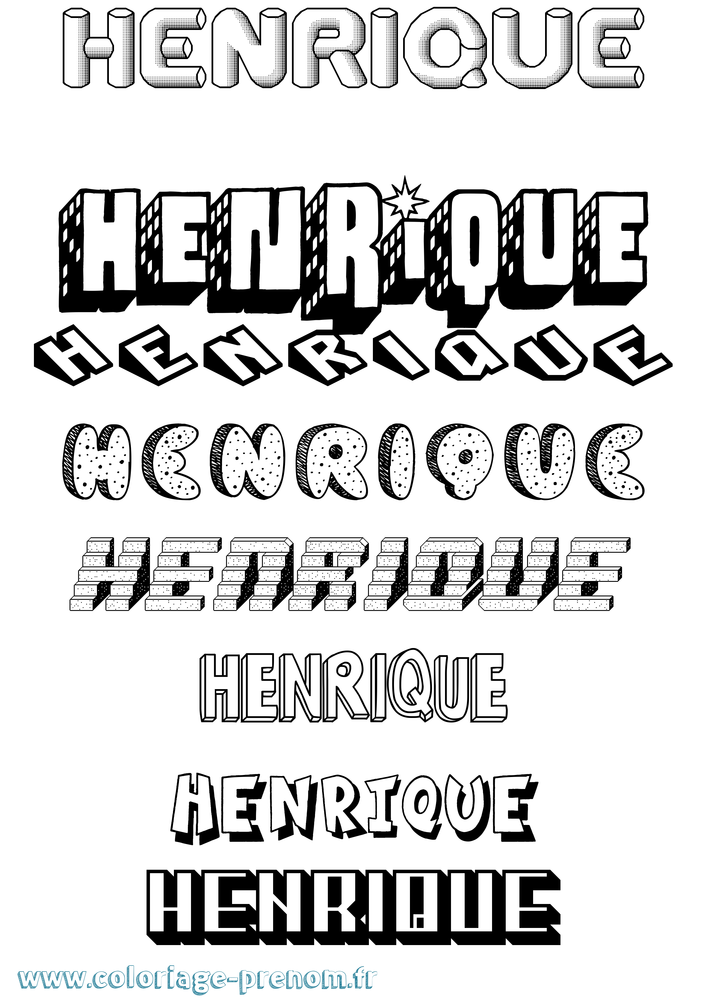 Coloriage Henrique Effet 3D Coloriage prénom Henrique Effet 3D