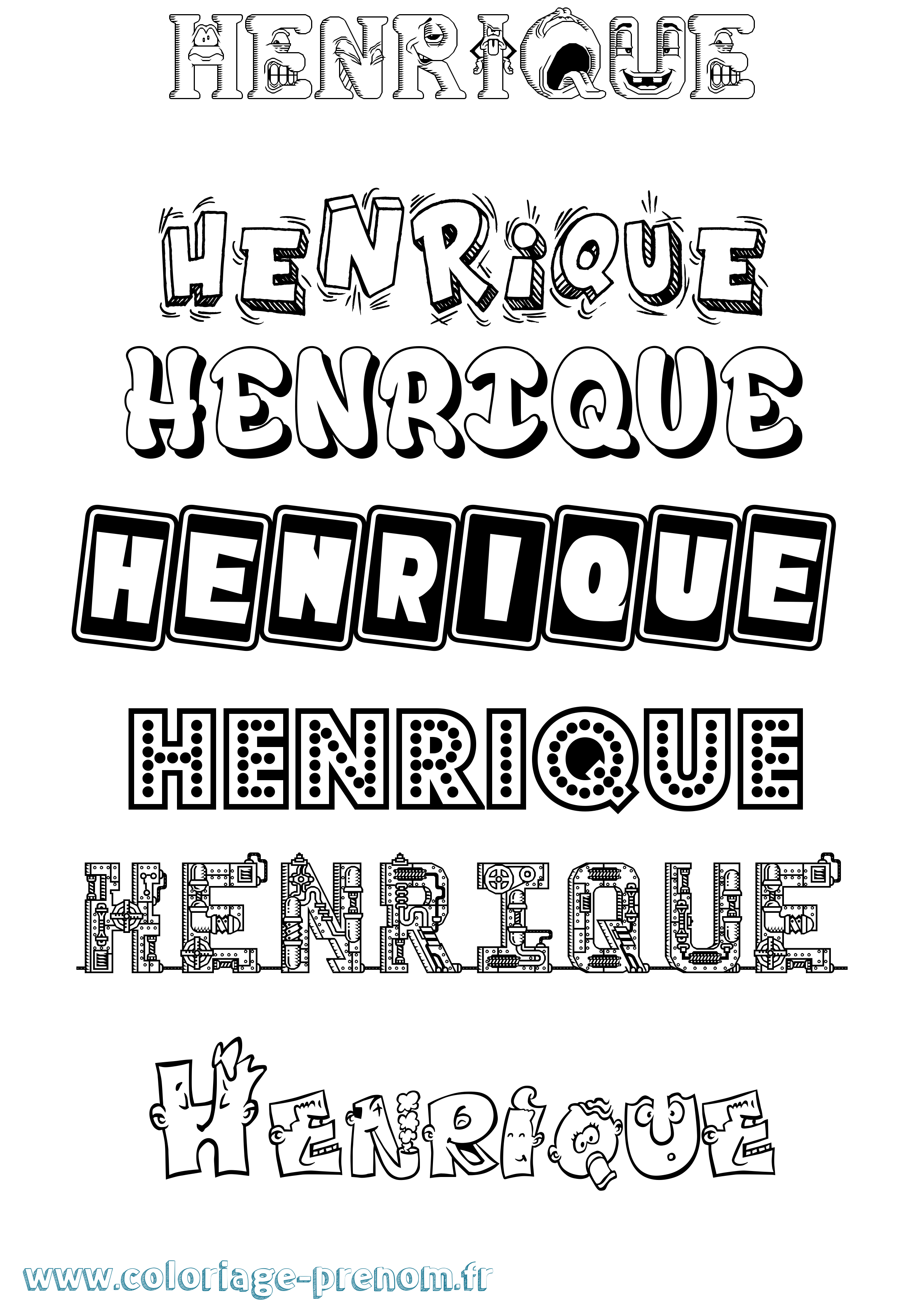 Coloriage Henrique Fun Coloriage prénom Henrique Fun