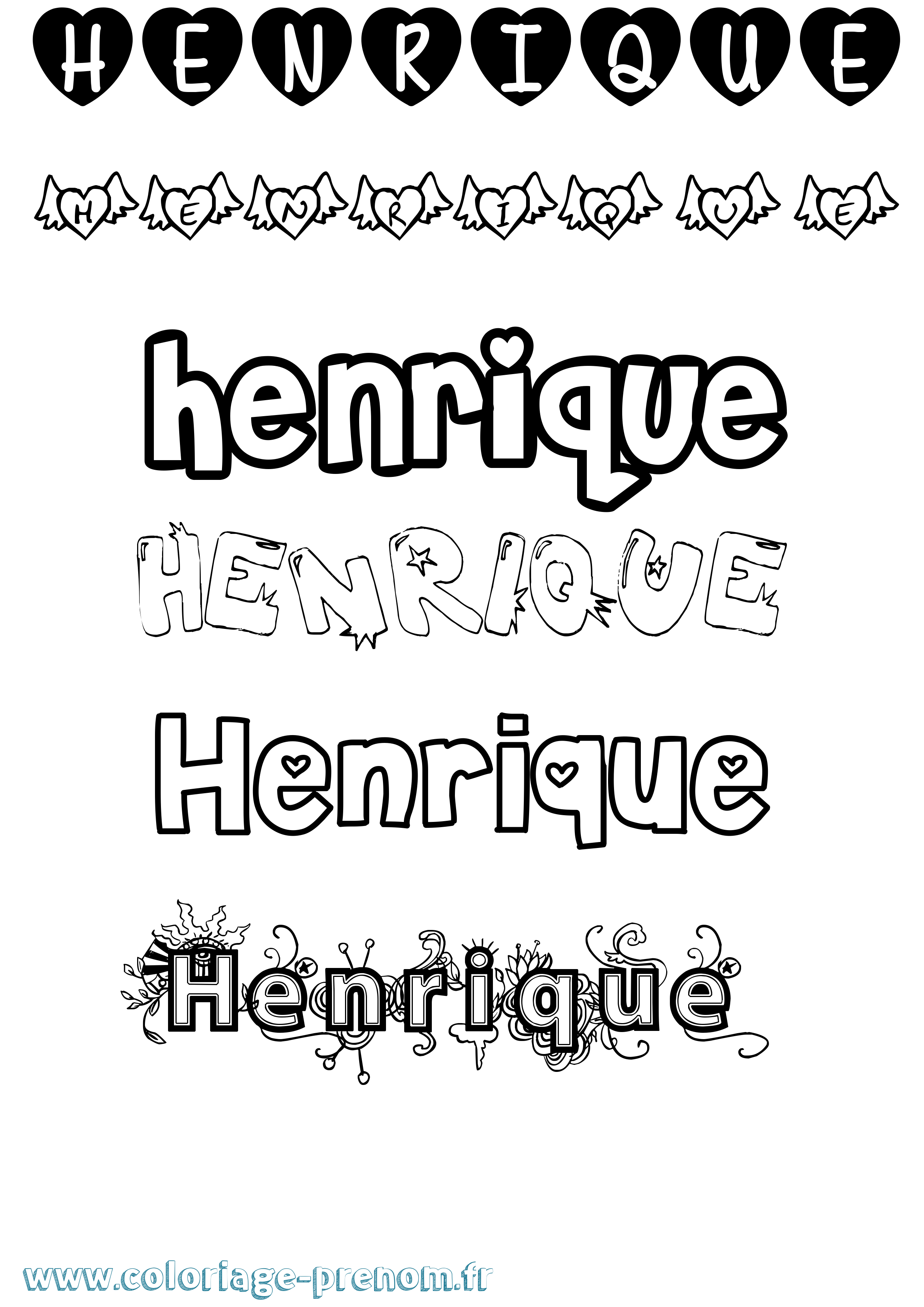 Coloriage Henrique Girly Coloriage prénom Henrique Girly