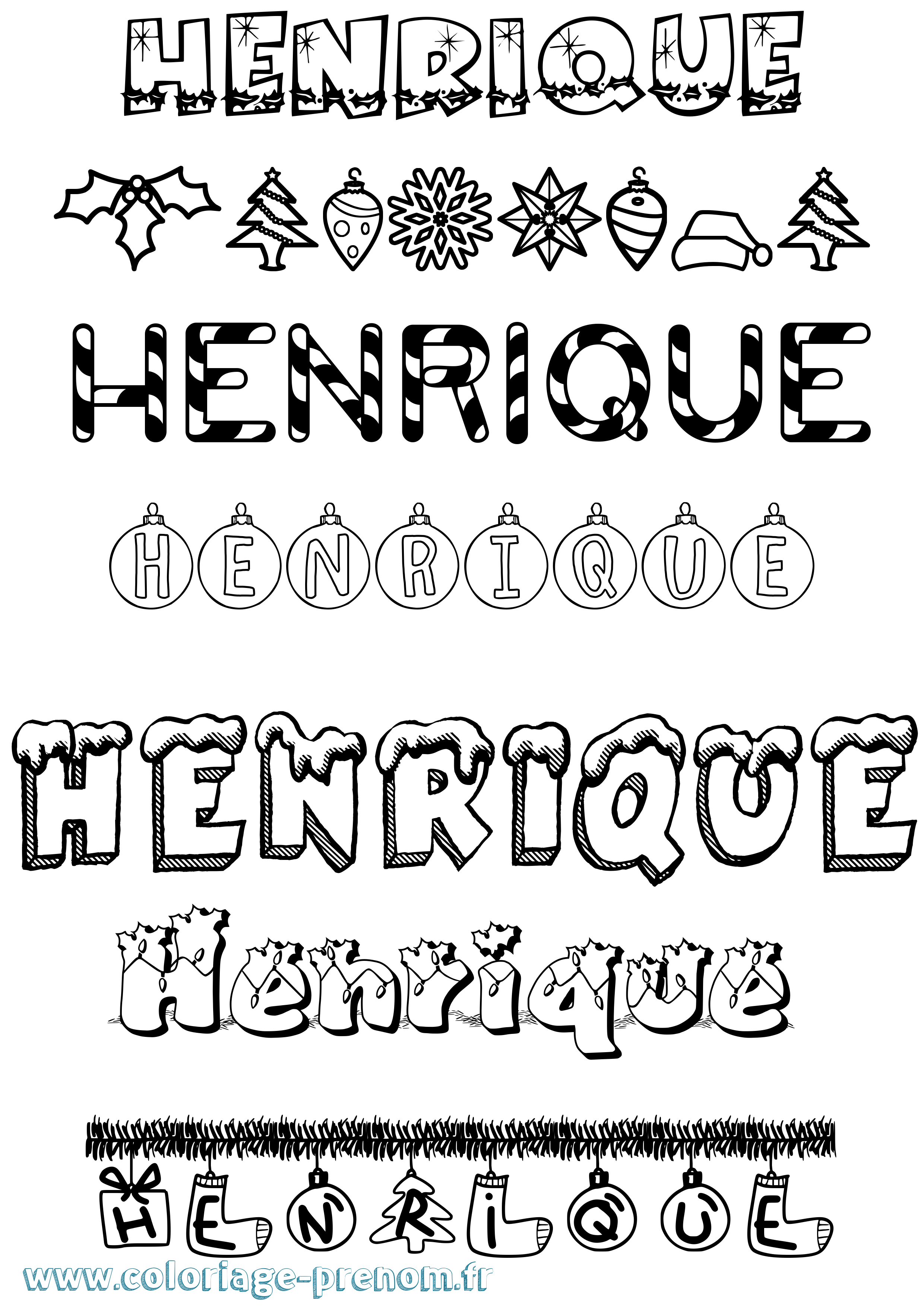 Coloriage Henrique Noël Coloriage prénom Henrique Noël