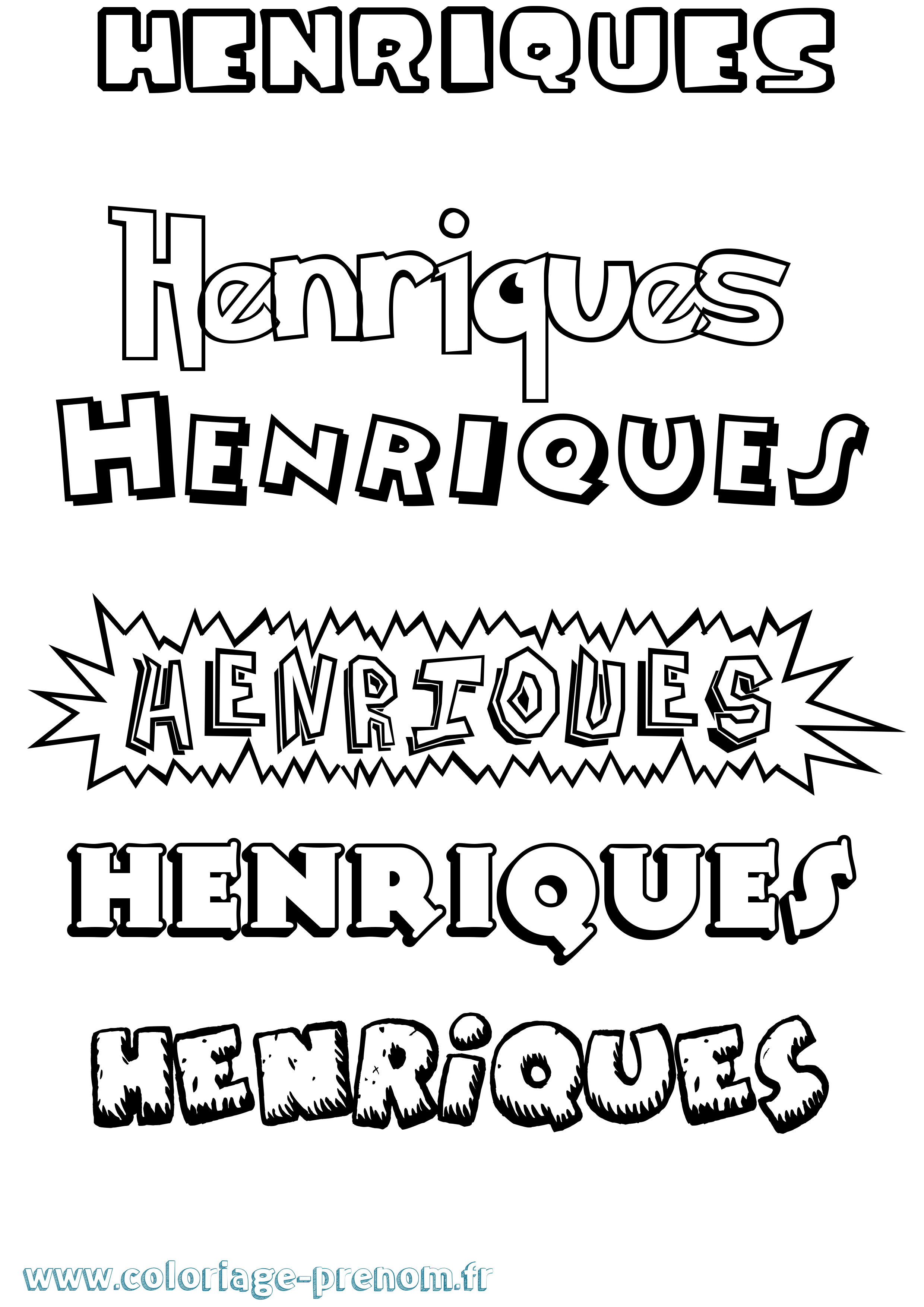 Coloriage Henriques Dessin Animé Coloriage prénom Henriques Dessin Animé