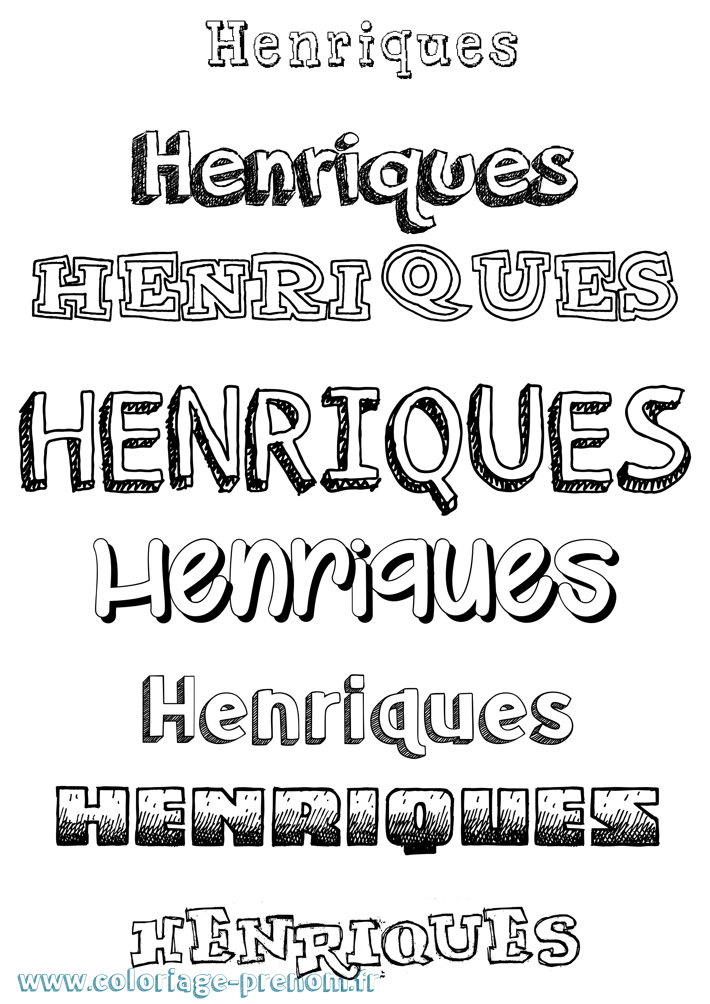 Coloriage Henriques Dessiné Coloriage prénom Henriques Dessiné