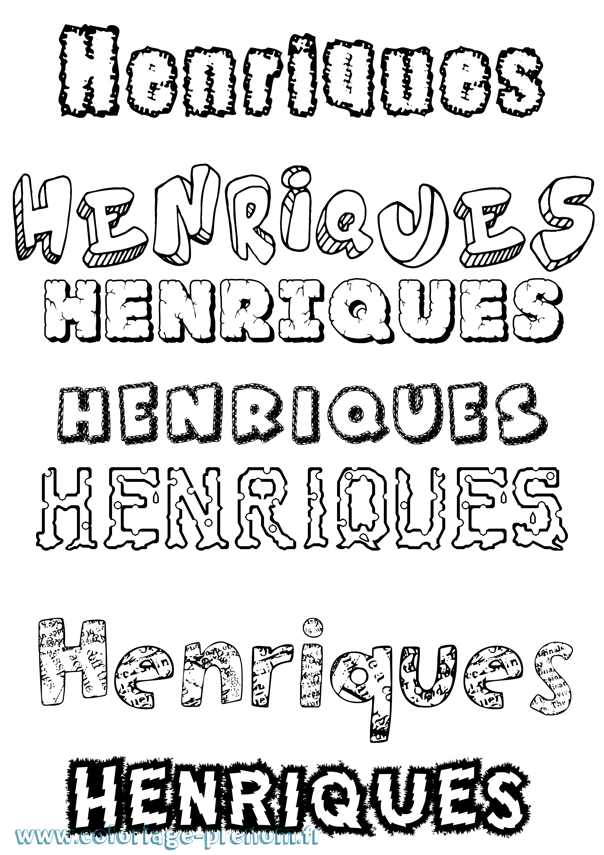Coloriage Henriques Destructuré Coloriage prénom Henriques Destructuré