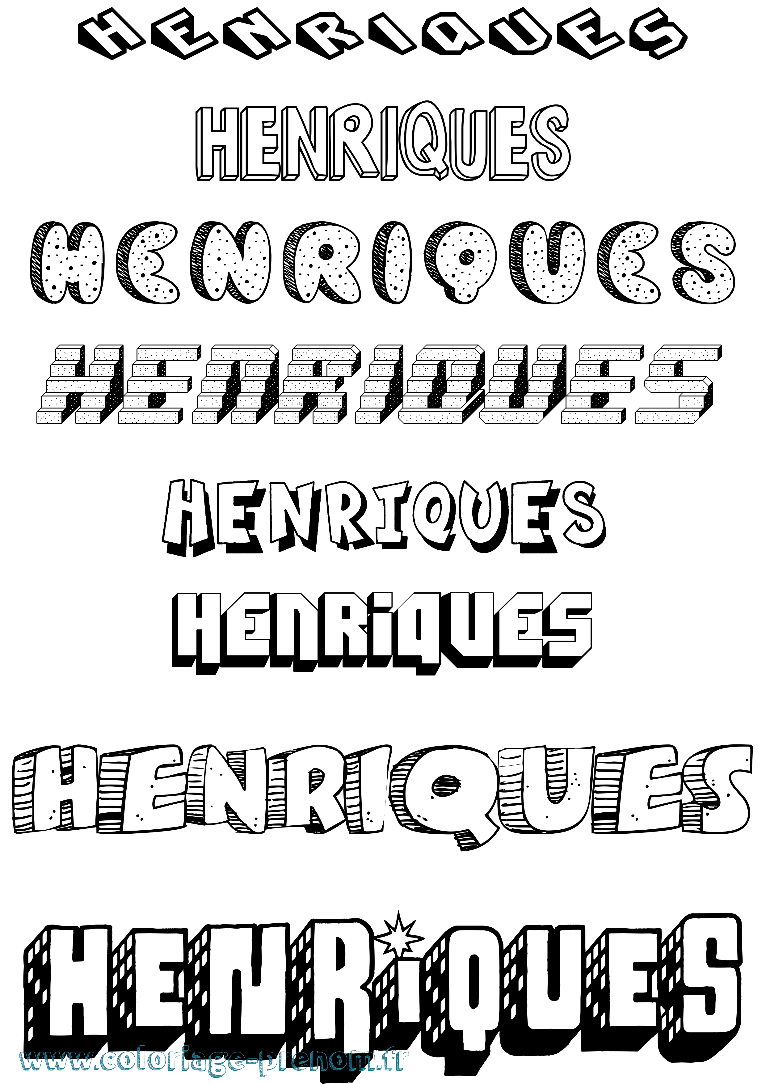 Coloriage Henriques Effet 3D Coloriage prénom Henriques Effet 3D
