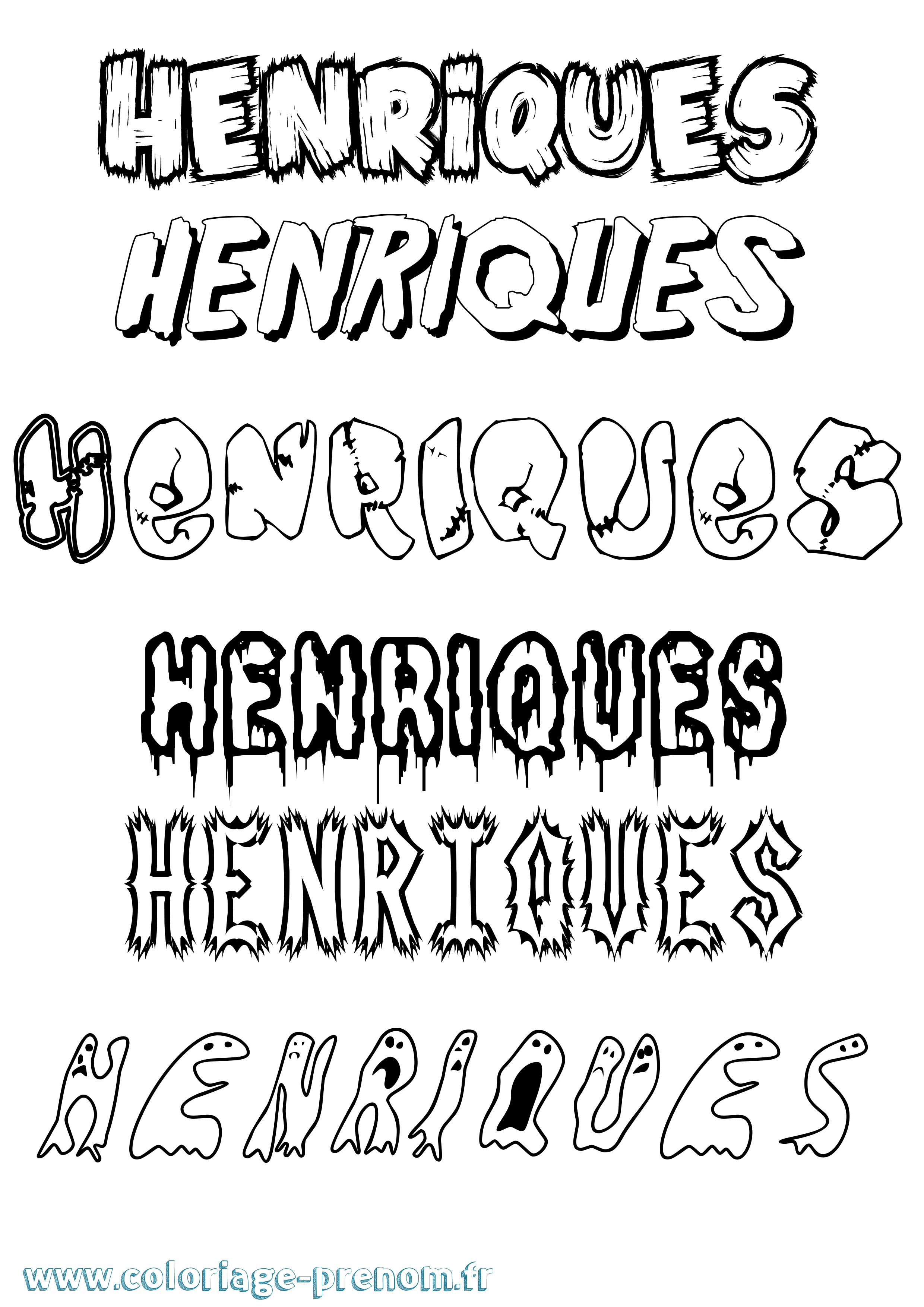 Coloriage Henriques Frisson Coloriage prénom Henriques Frisson