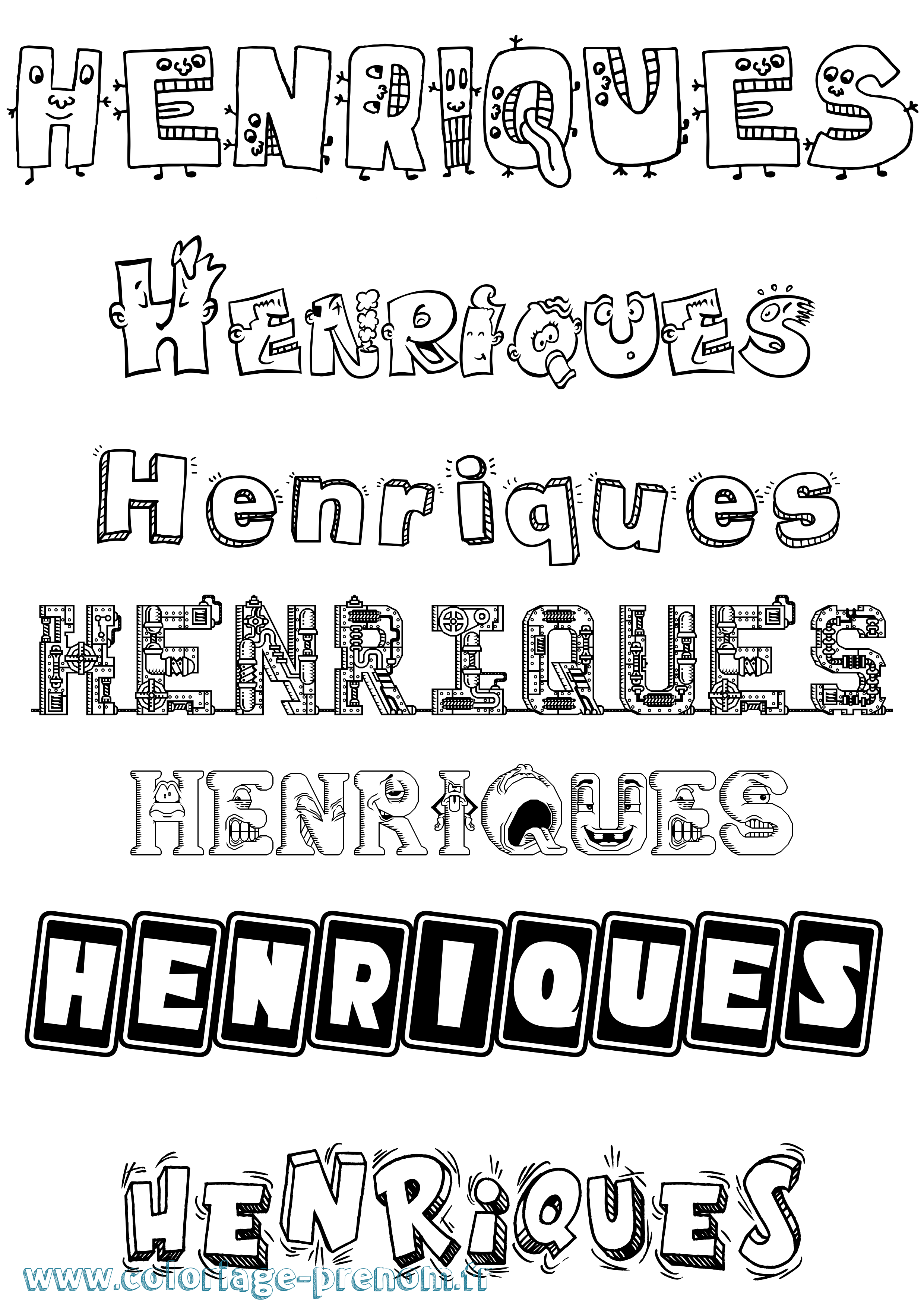 Coloriage Henriques Fun Coloriage prénom Henriques Fun