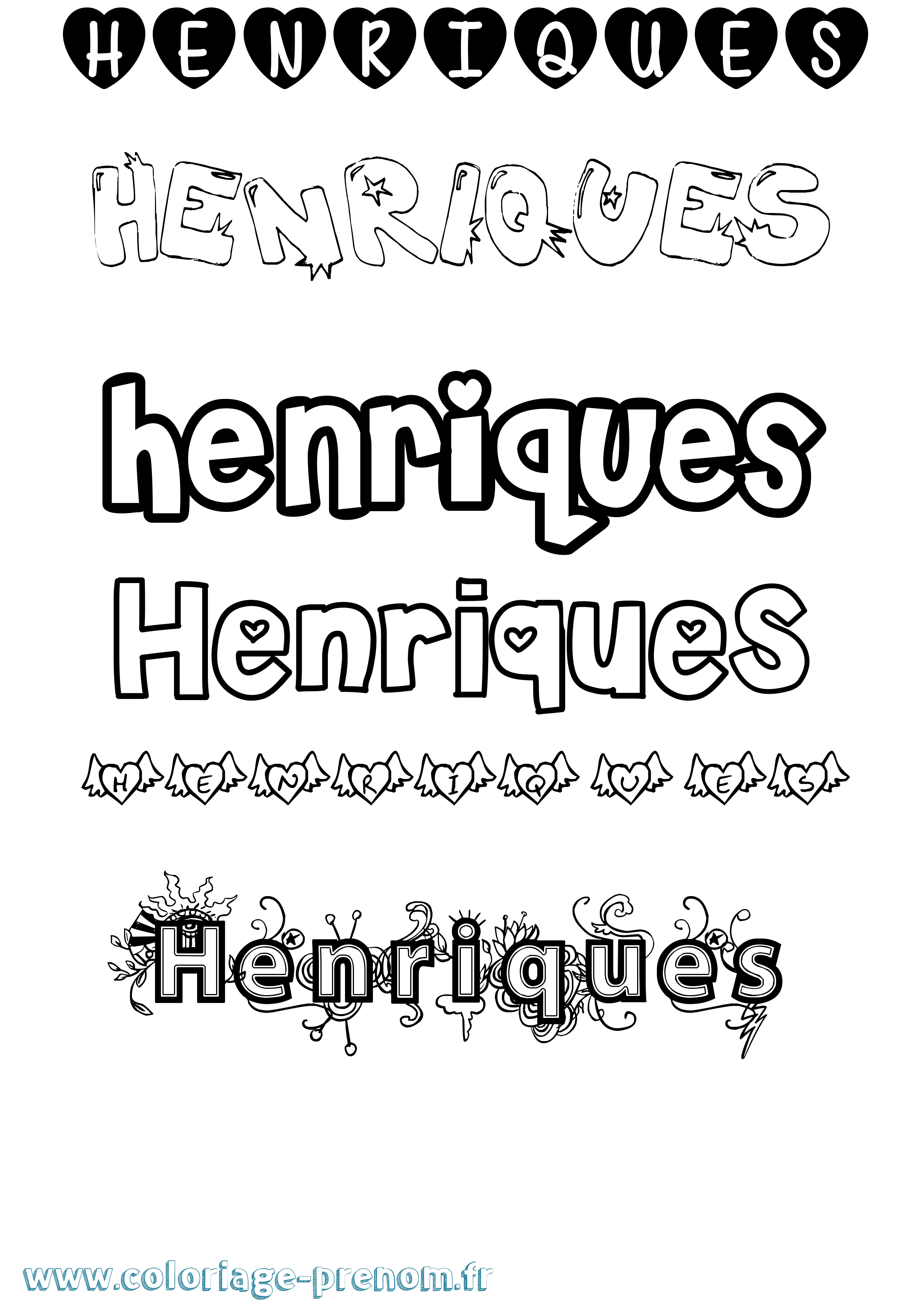 Coloriage Henriques Girly Coloriage prénom Henriques Girly