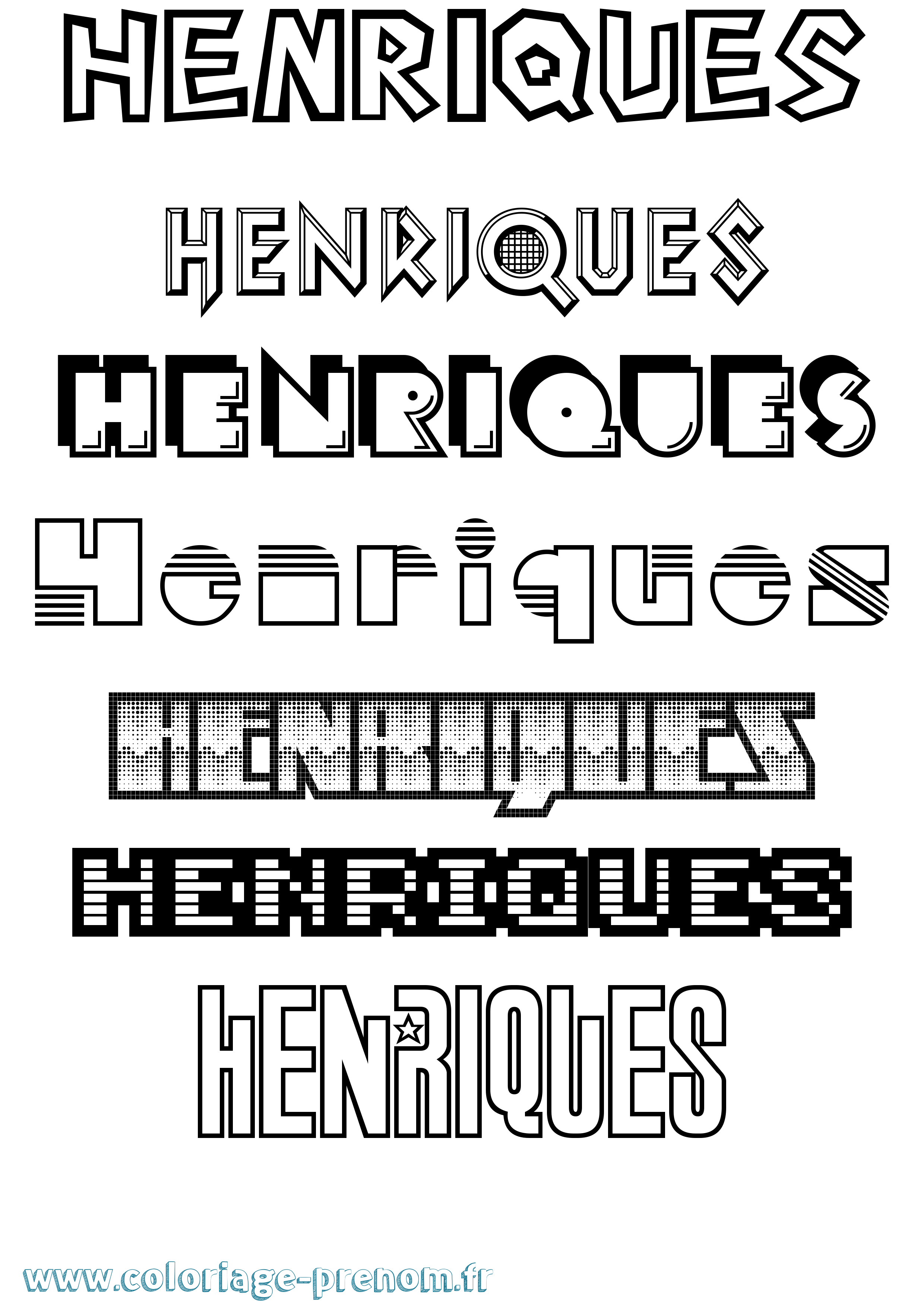 Coloriage Henriques Jeux Vidéos Coloriage prénom Henriques Jeux Vidéos