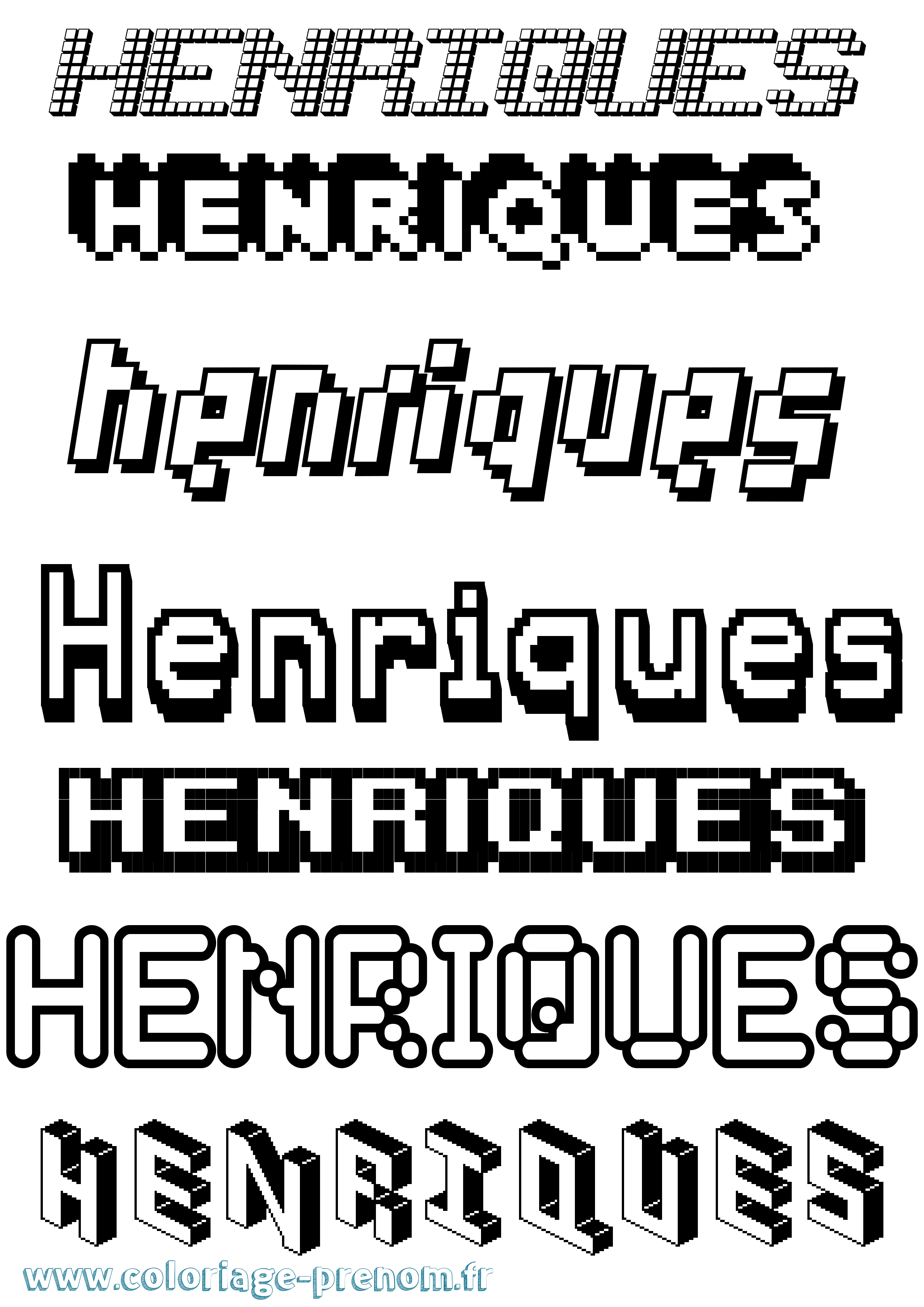 Coloriage Henriques Pixel Coloriage prénom Henriques Pixel