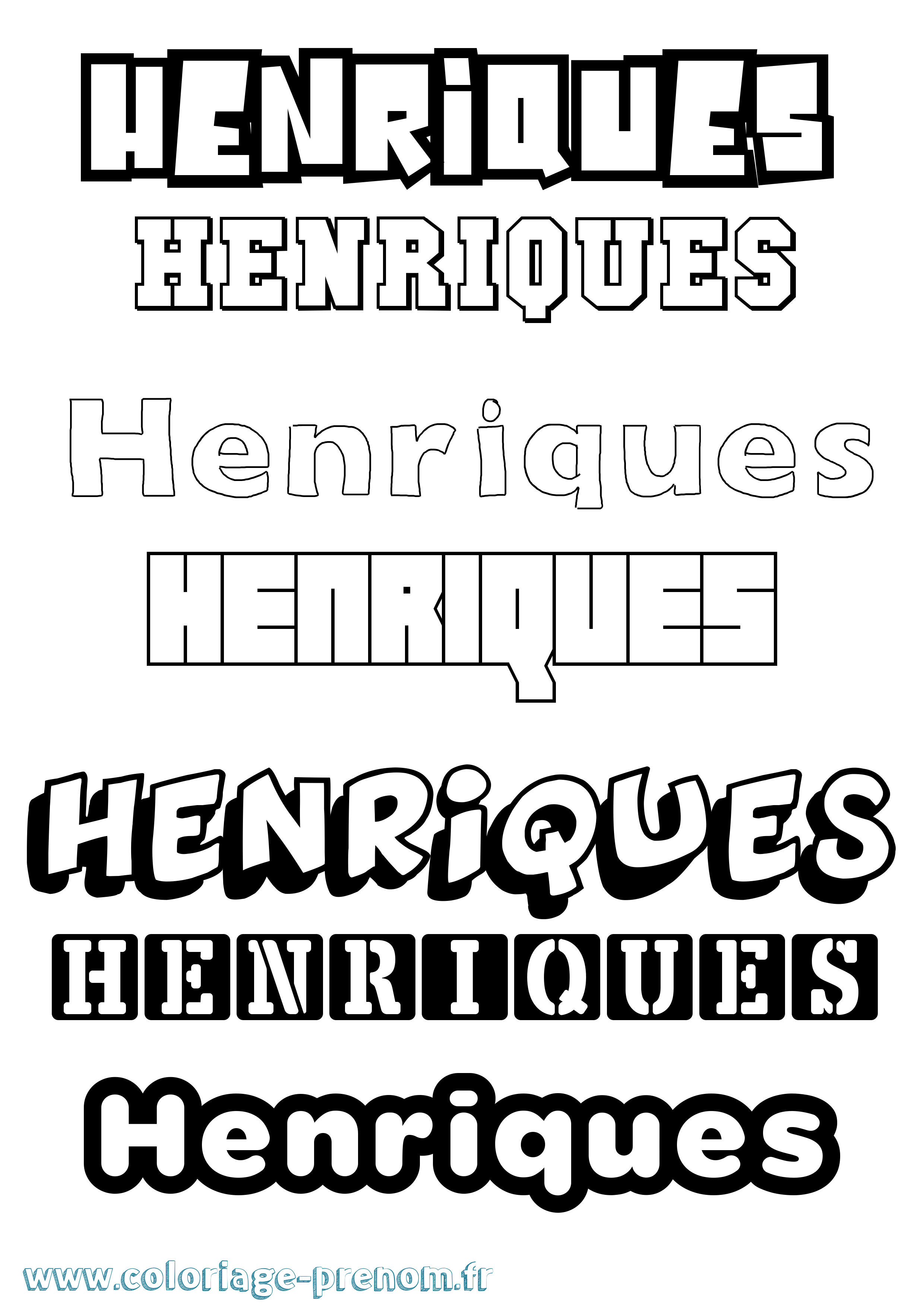Coloriage Henriques Simple Coloriage prénom Henriques Simple