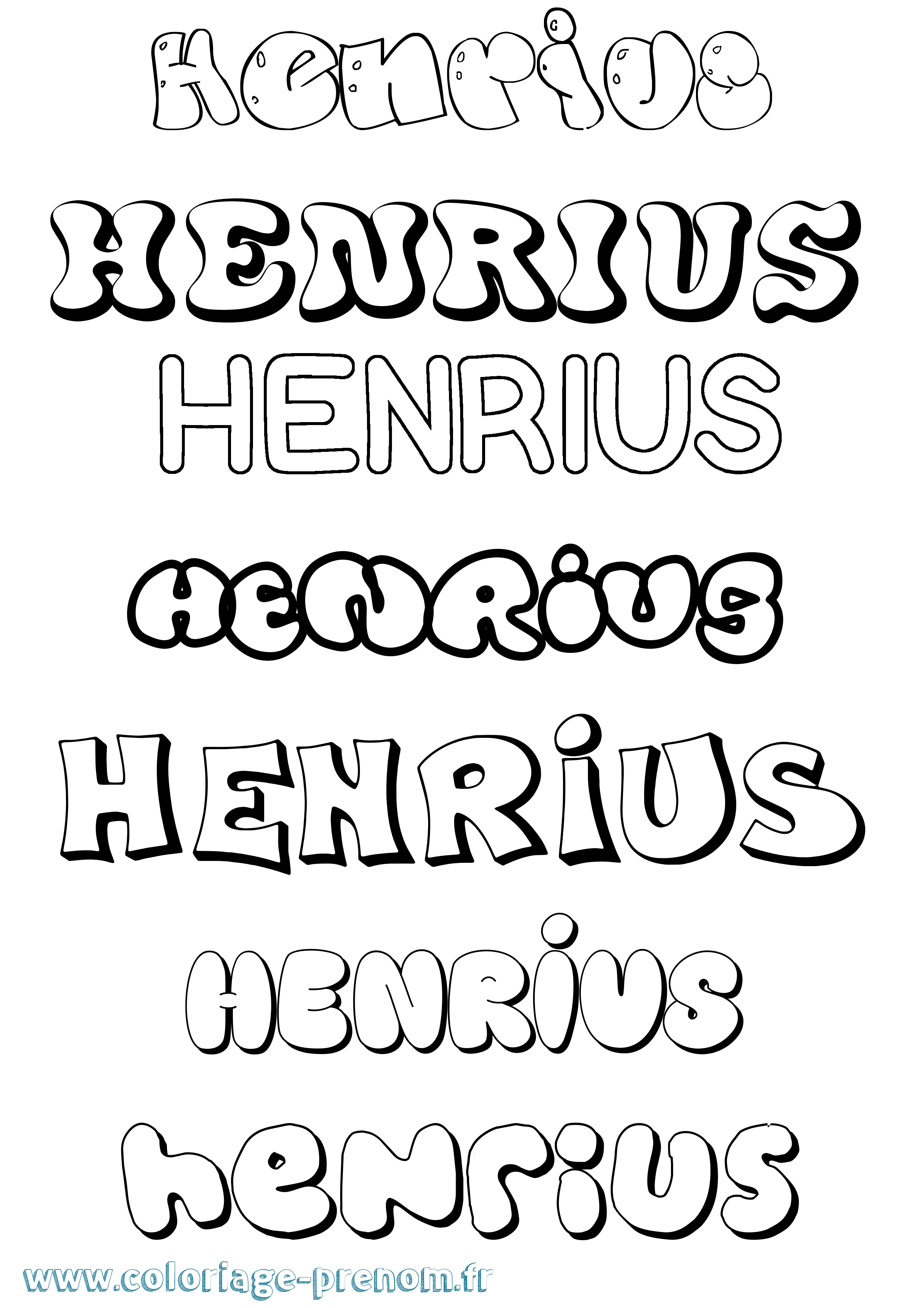 Coloriage Henrius Bubble Coloriage prénom Henrius Bubble