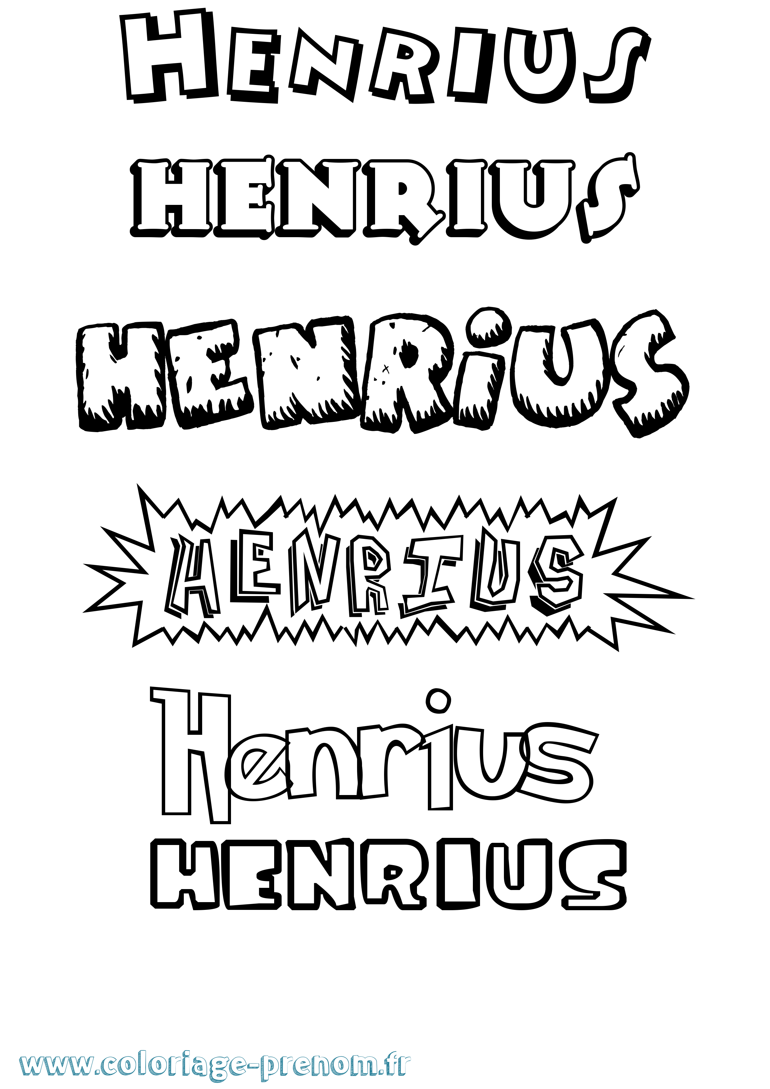Coloriage Henrius Dessin Animé Coloriage prénom Henrius Dessin Animé