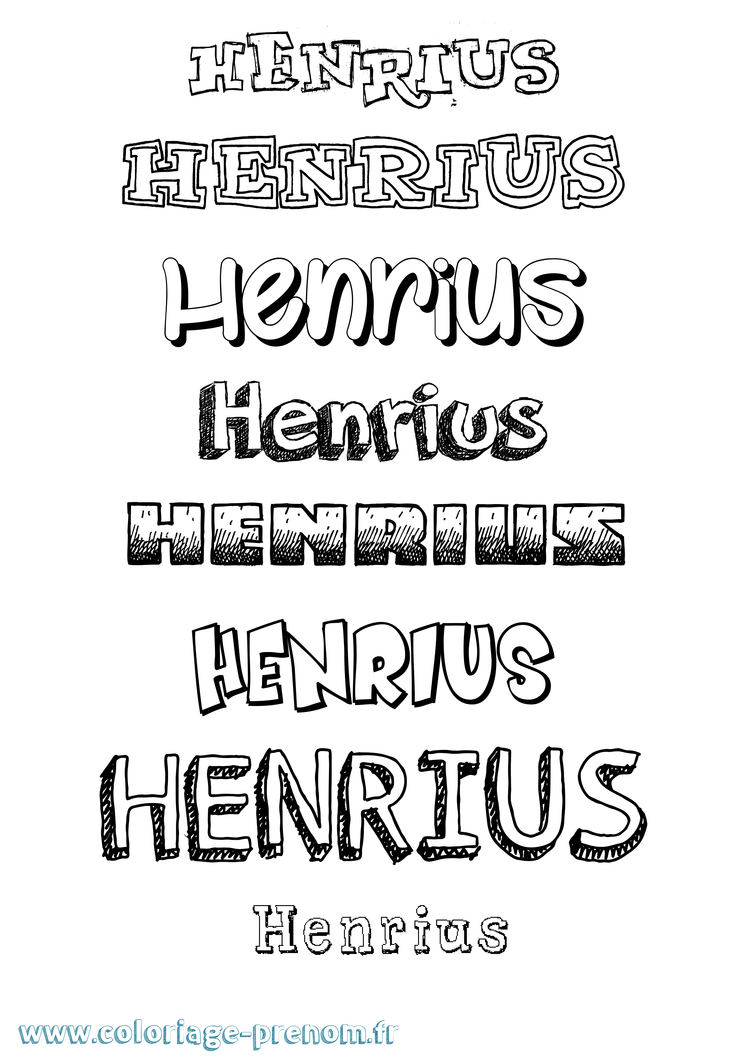 Coloriage Henrius Dessiné Coloriage prénom Henrius Dessiné