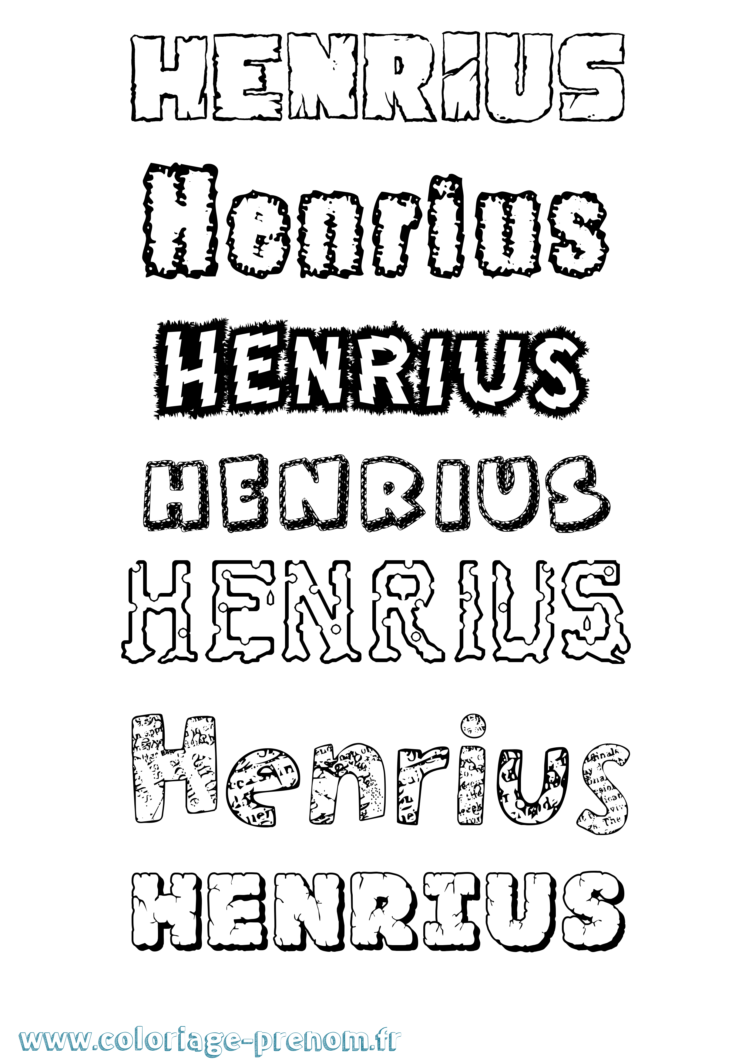 Coloriage Henrius Destructuré Coloriage prénom Henrius Destructuré