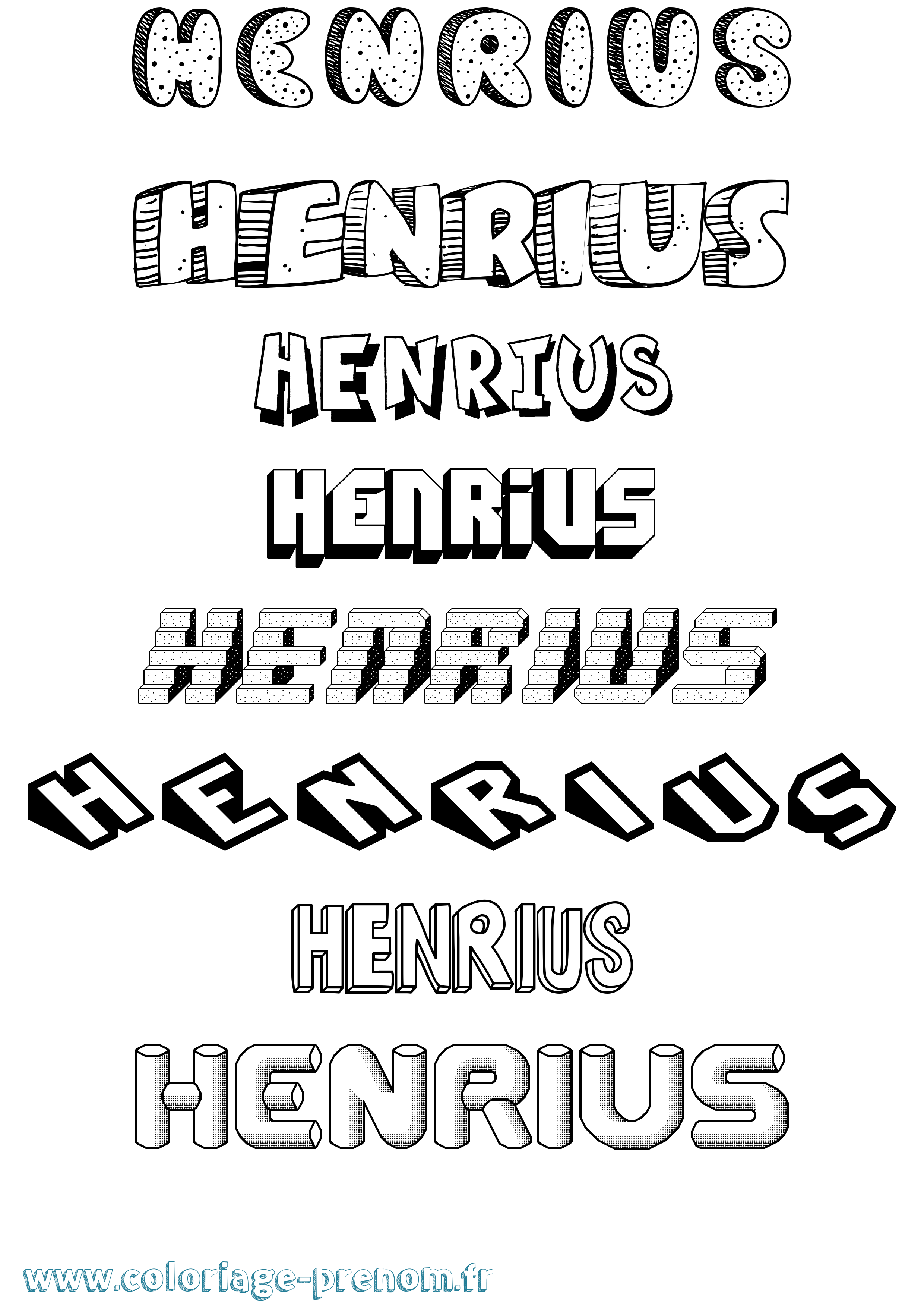 Coloriage Henrius Effet 3D Coloriage prénom Henrius Effet 3D