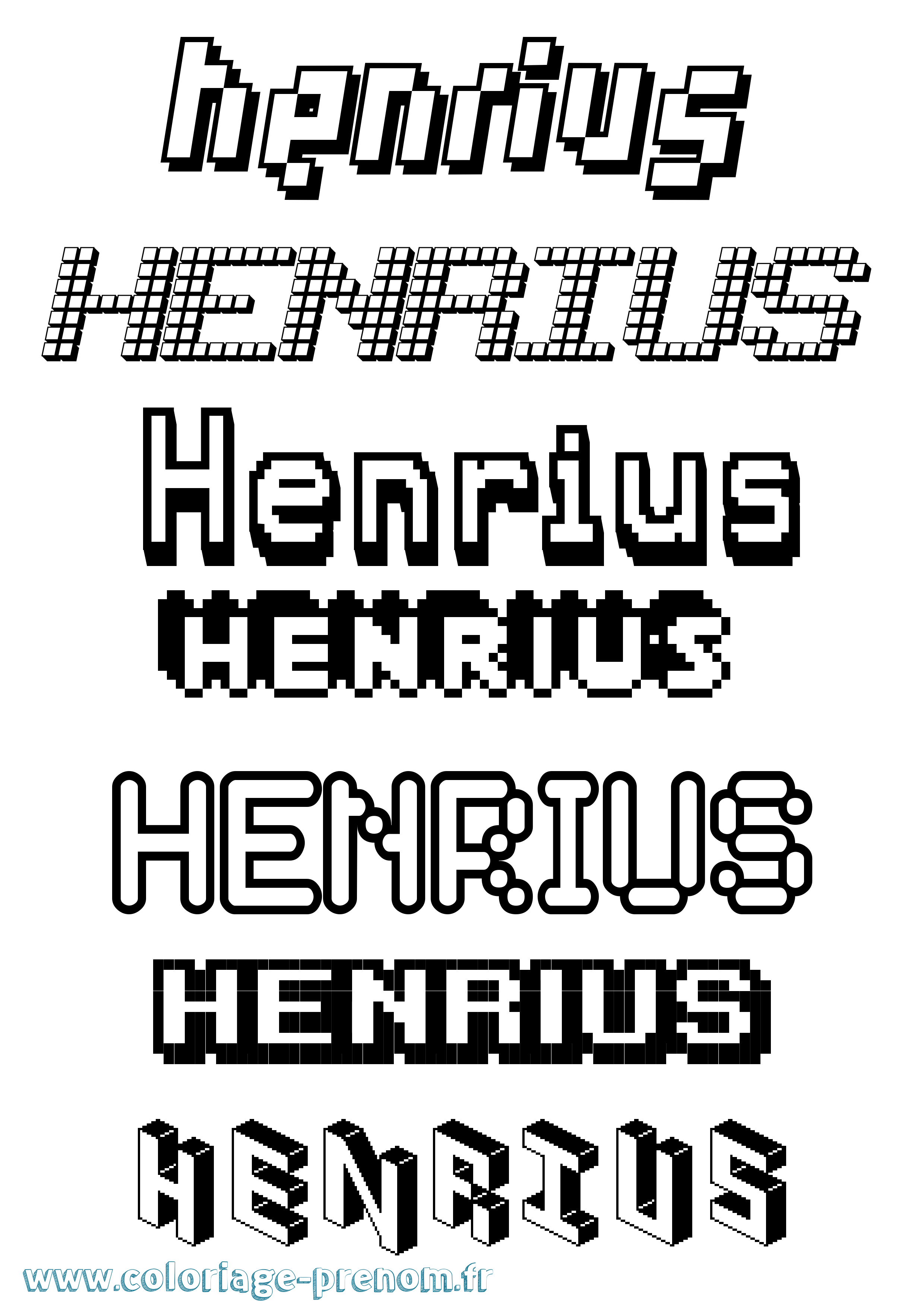 Coloriage Henrius Pixel Coloriage prénom Henrius Pixel