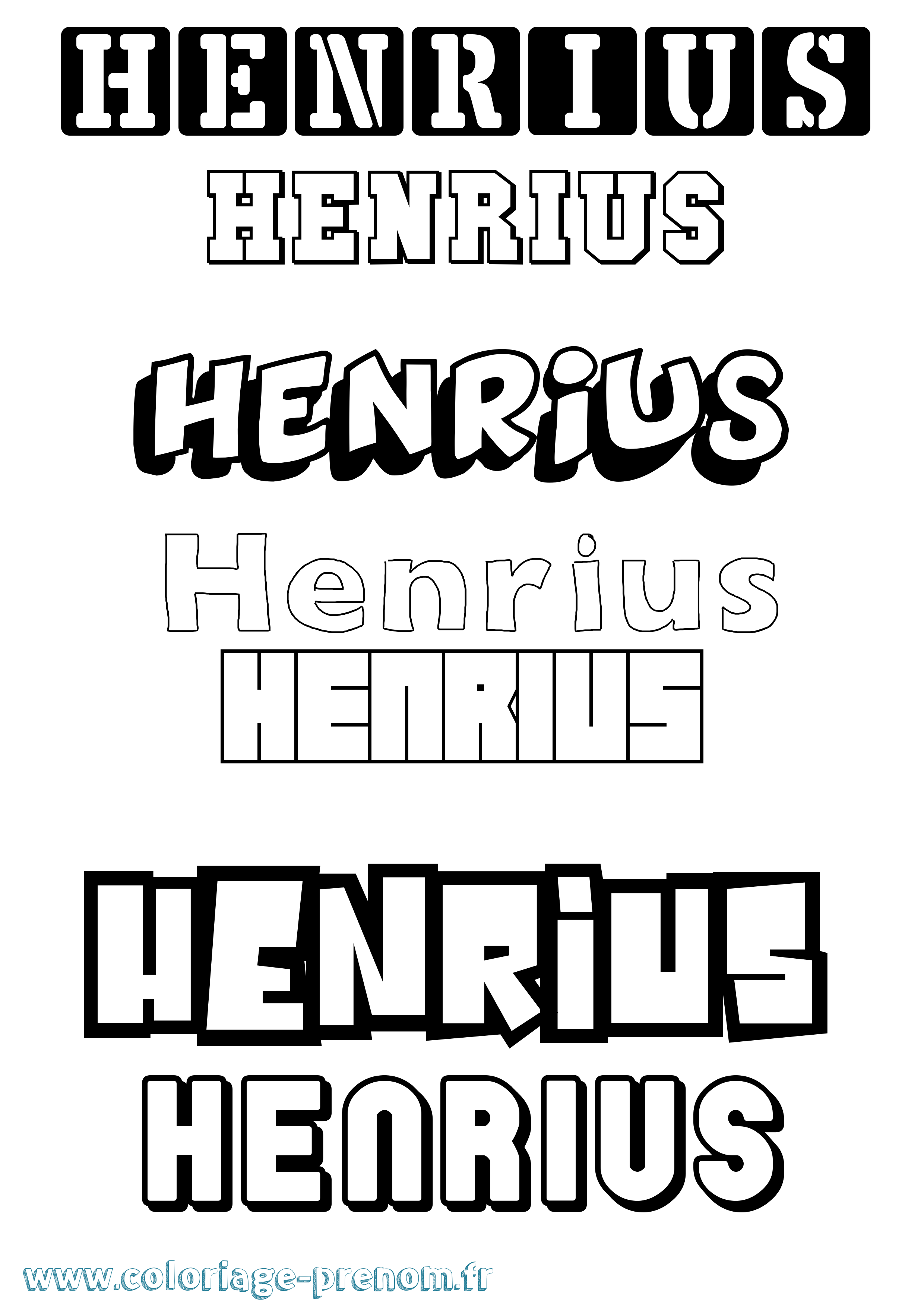 Coloriage Henrius Simple Coloriage prénom Henrius Simple