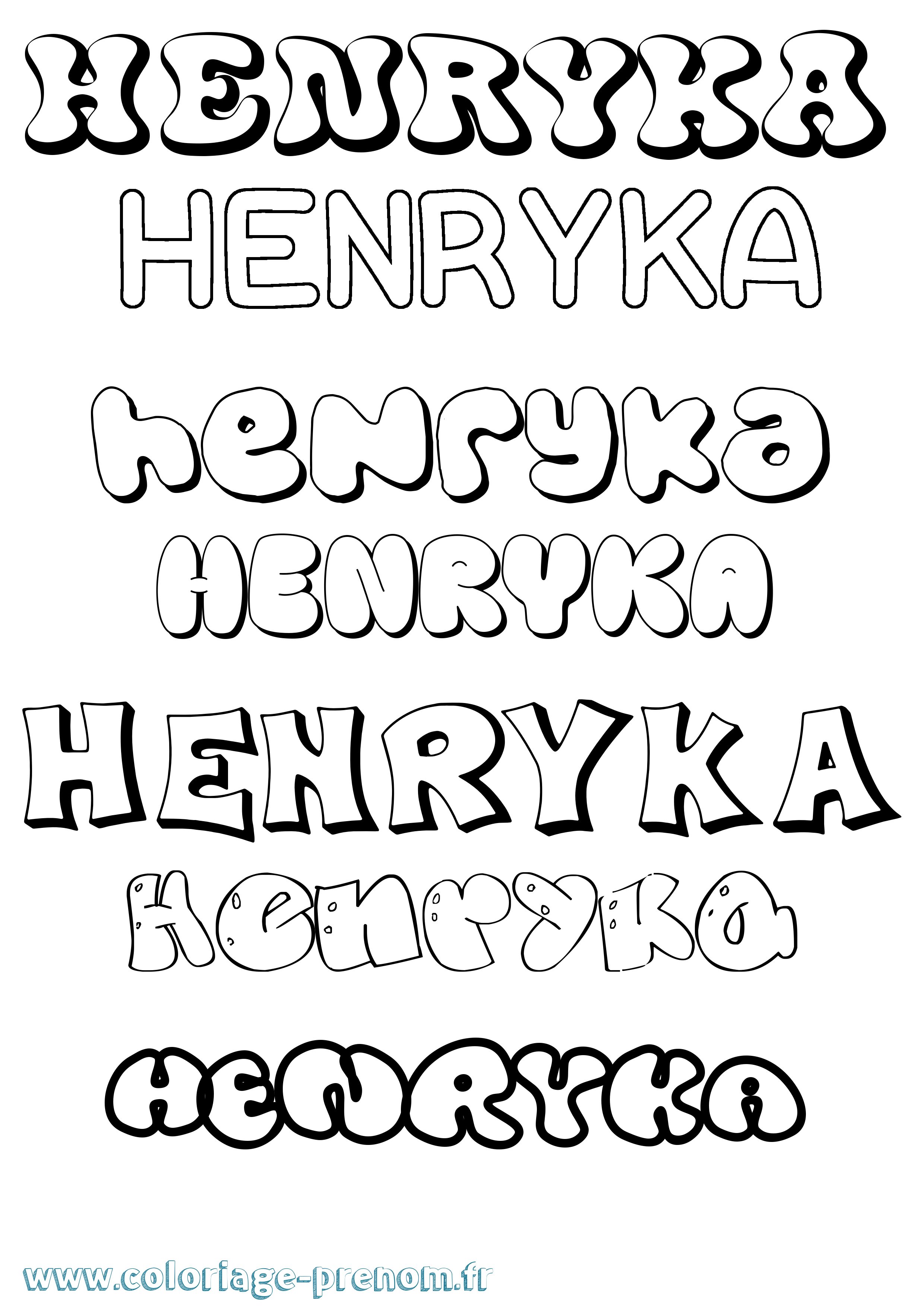 Coloriage Henryka Bubble Coloriage prénom Henryka Bubble