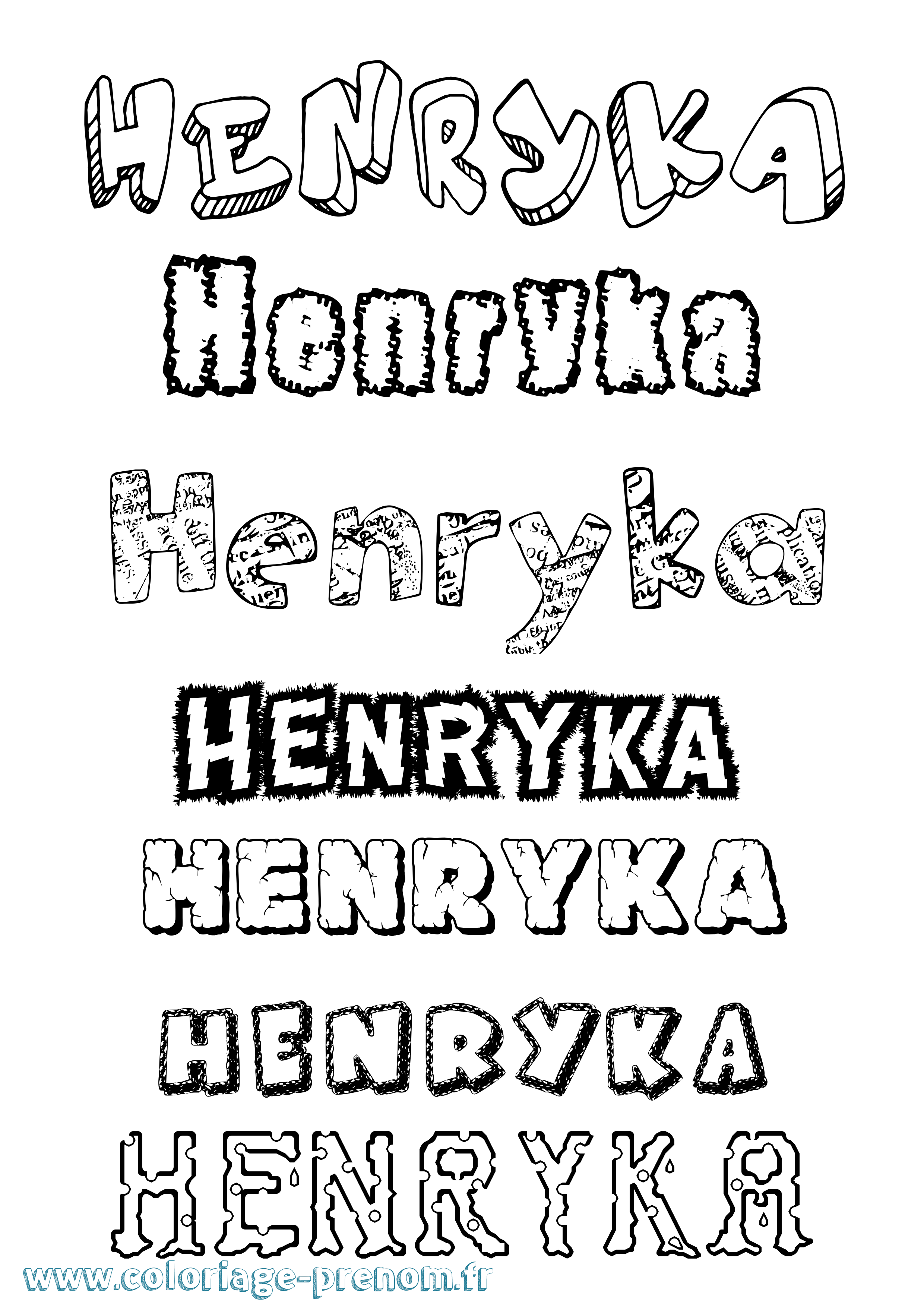 Coloriage Henryka Destructuré Coloriage prénom Henryka Destructuré