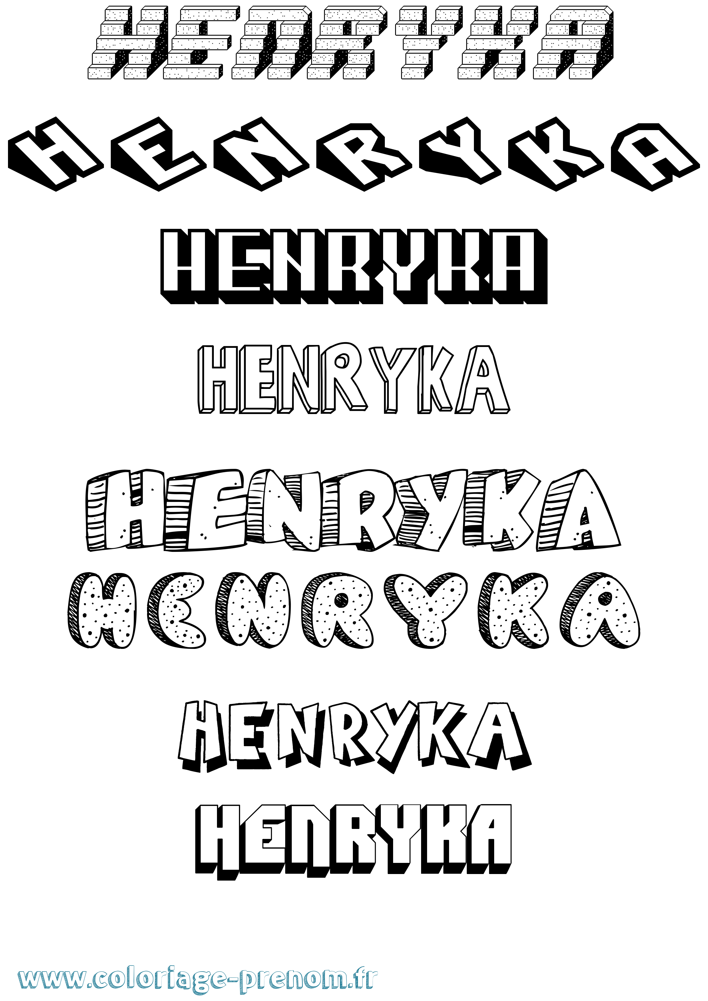 Coloriage Henryka Effet 3D Coloriage prénom Henryka Effet 3D