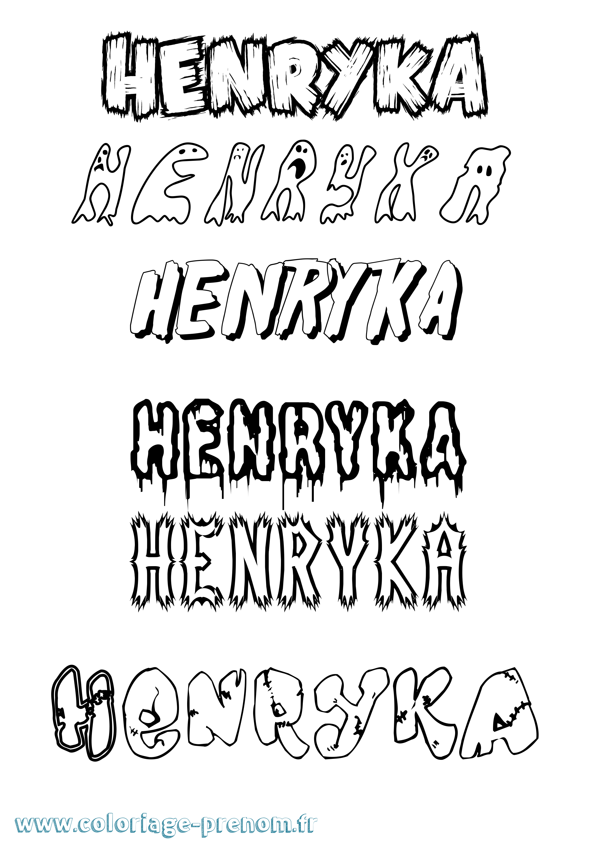 Coloriage Henryka Frisson Coloriage prénom Henryka Frisson