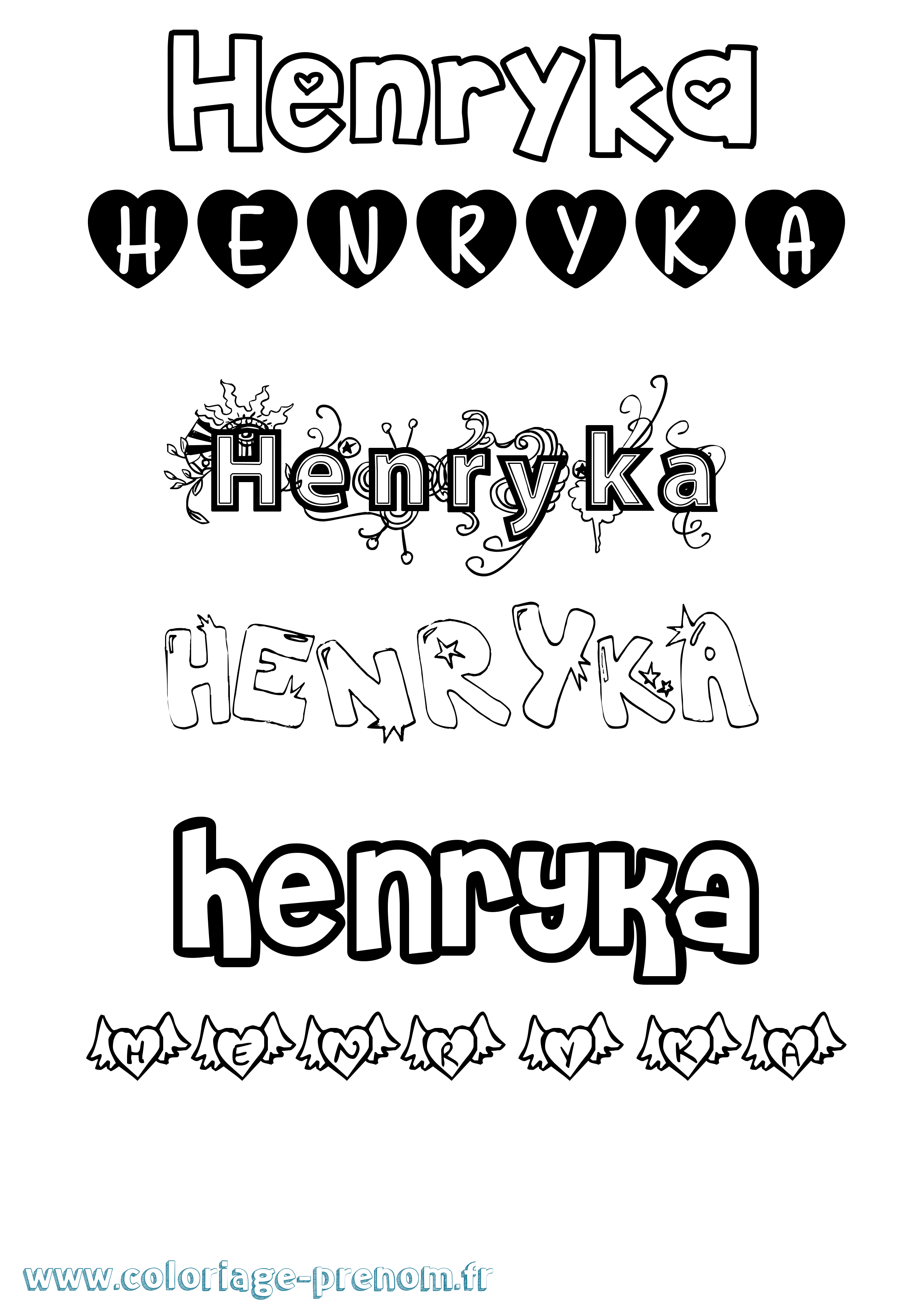 Coloriage Henryka Girly Coloriage prénom Henryka Girly