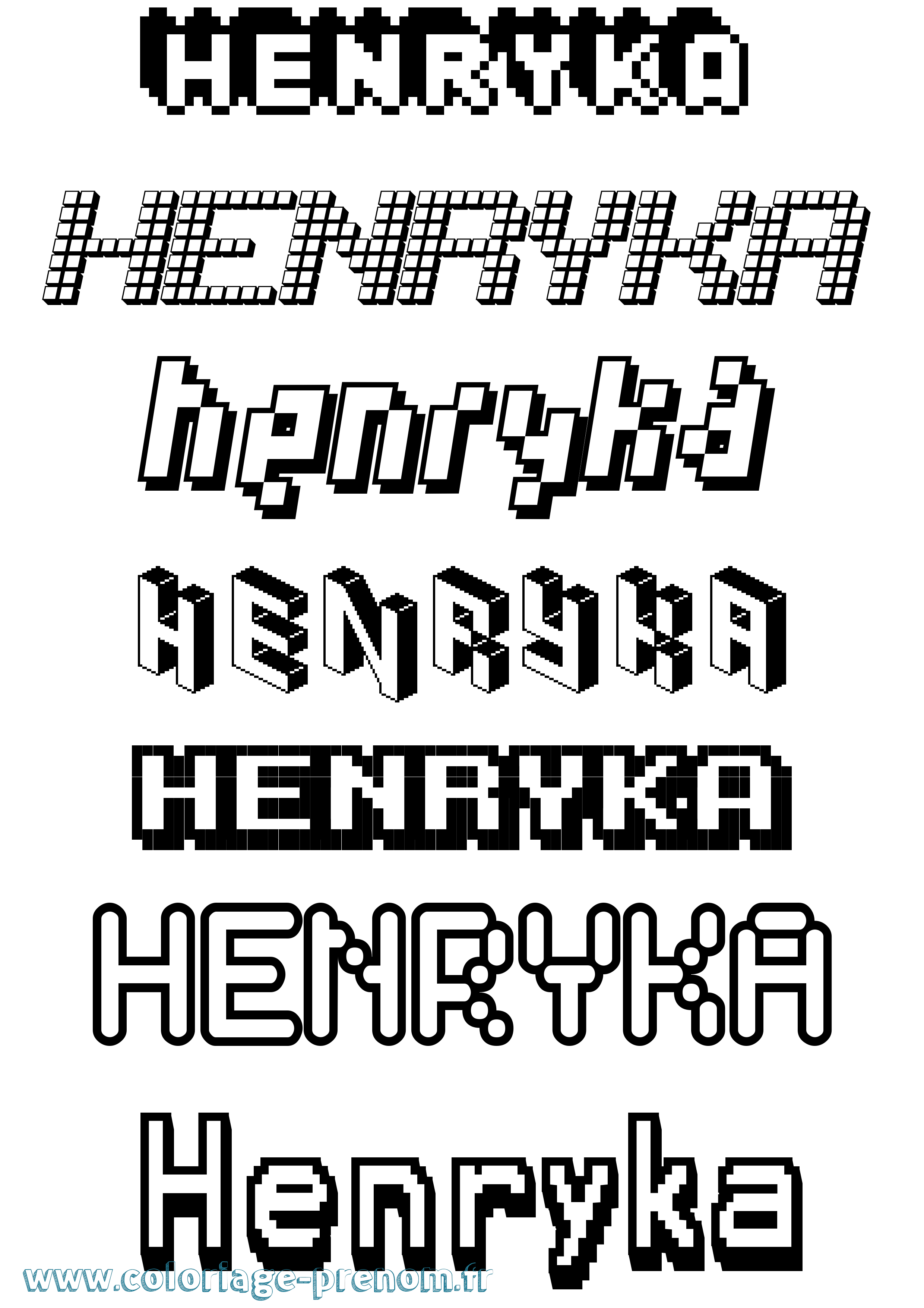 Coloriage Henryka Pixel Coloriage prénom Henryka Pixel