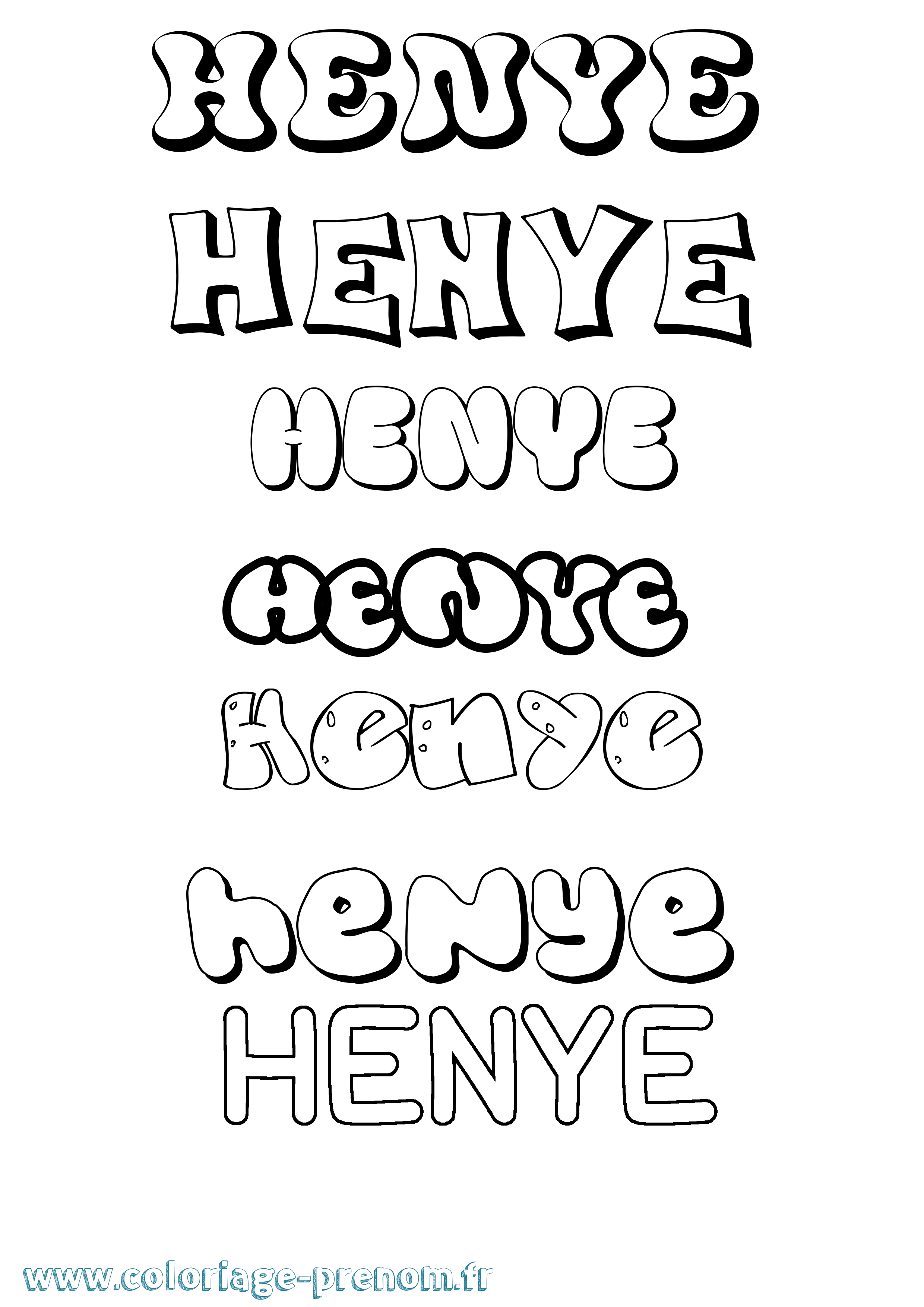 Coloriage Henye Bubble Coloriage prénom Henye Bubble