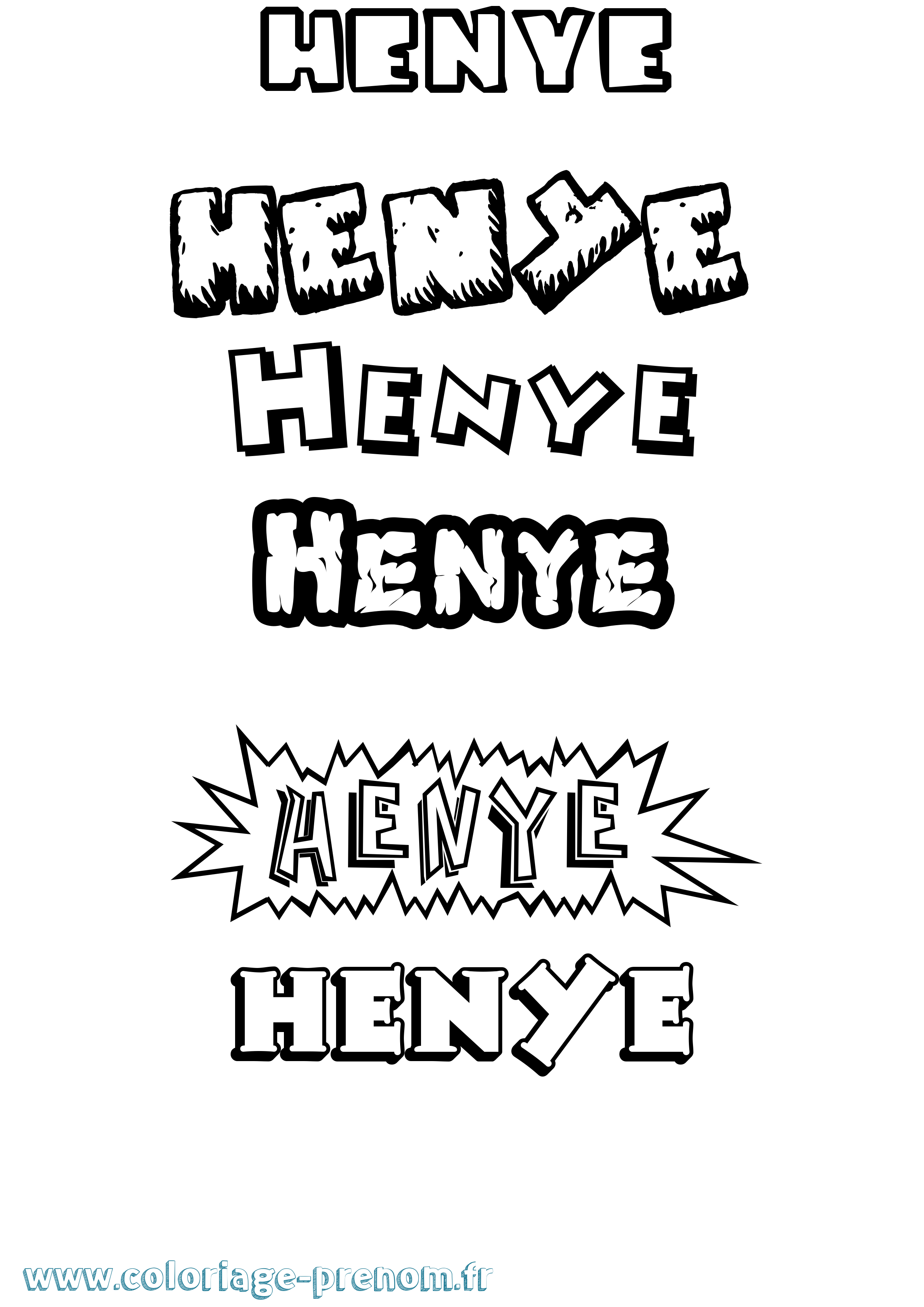 Coloriage Henye Dessin Animé Coloriage prénom Henye Dessin Animé
