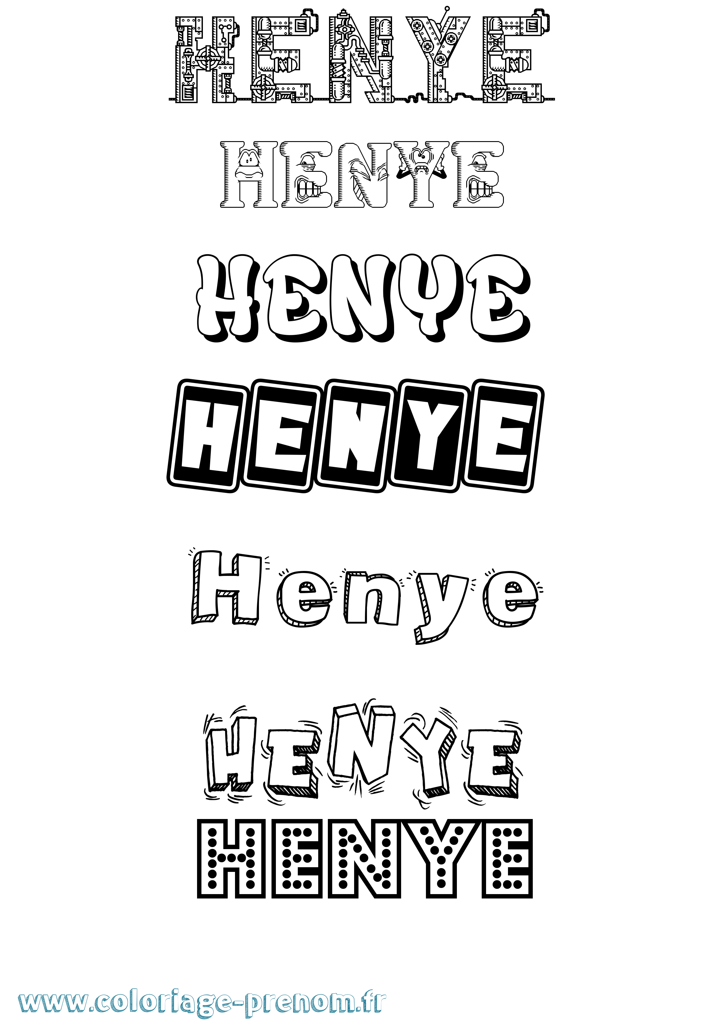 Coloriage Henye Fun Coloriage prénom Henye Fun