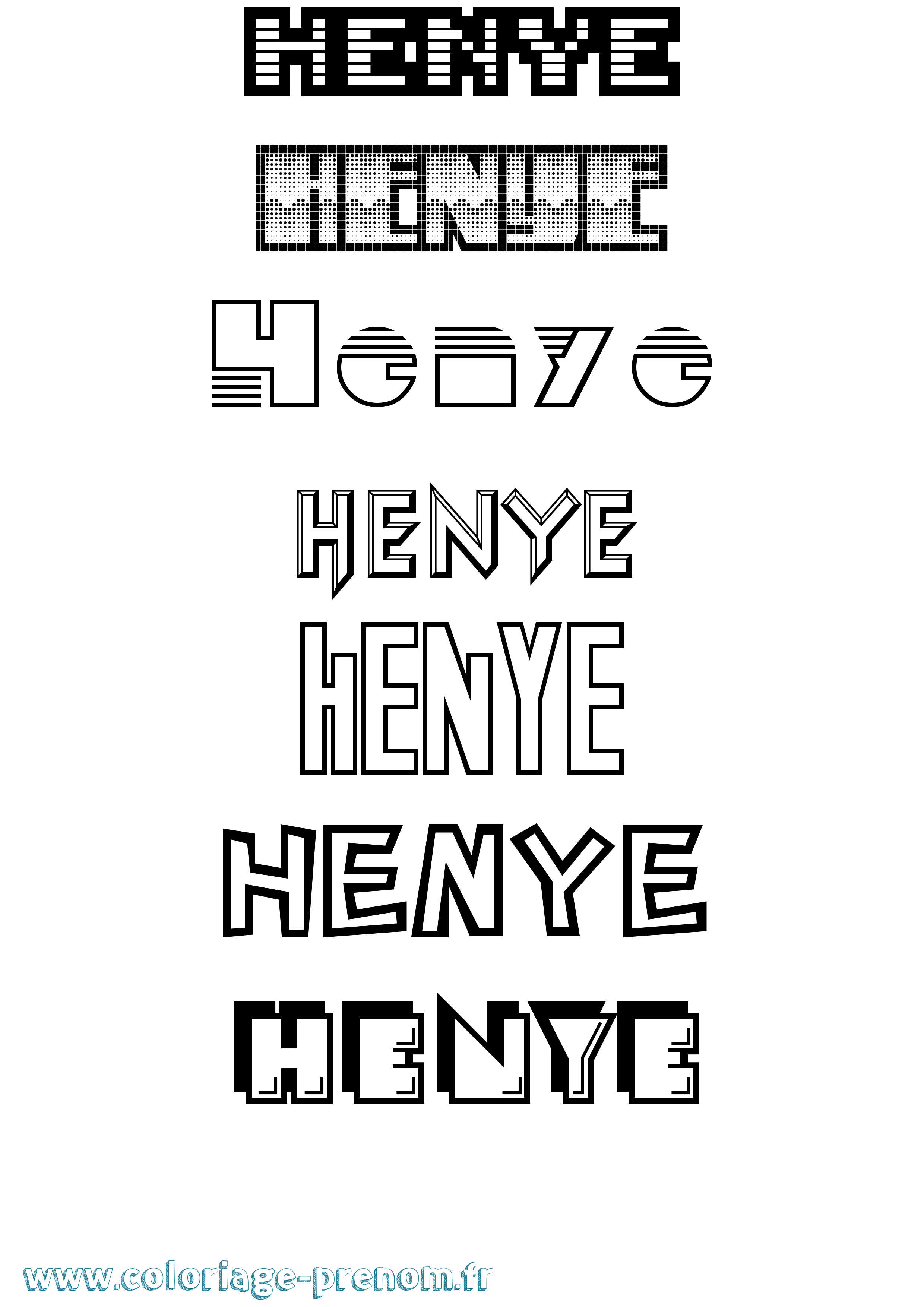 Coloriage Henye Jeux Vidéos Coloriage prénom Henye Jeux Vidéos