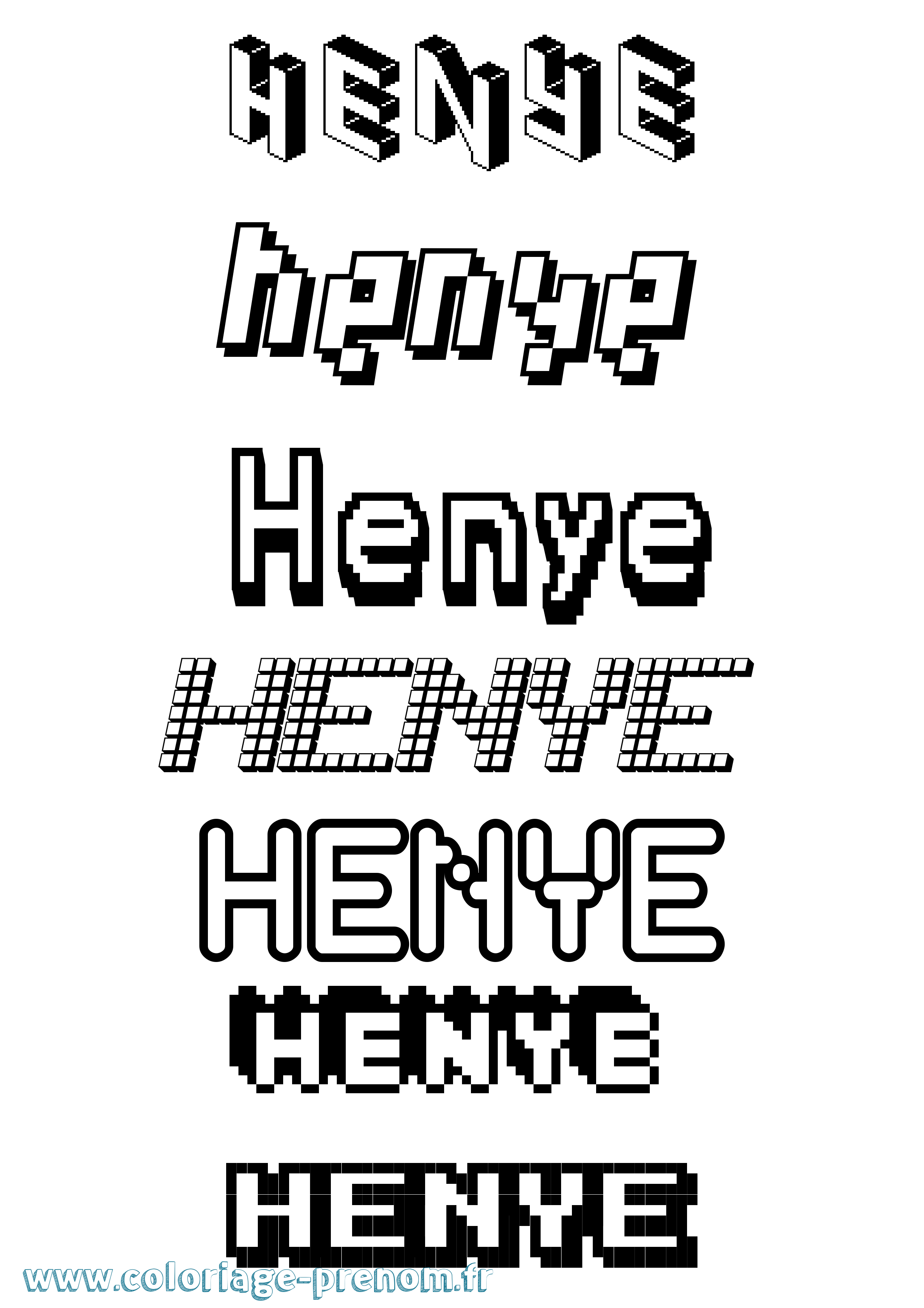 Coloriage Henye Pixel Coloriage prénom Henye Pixel
