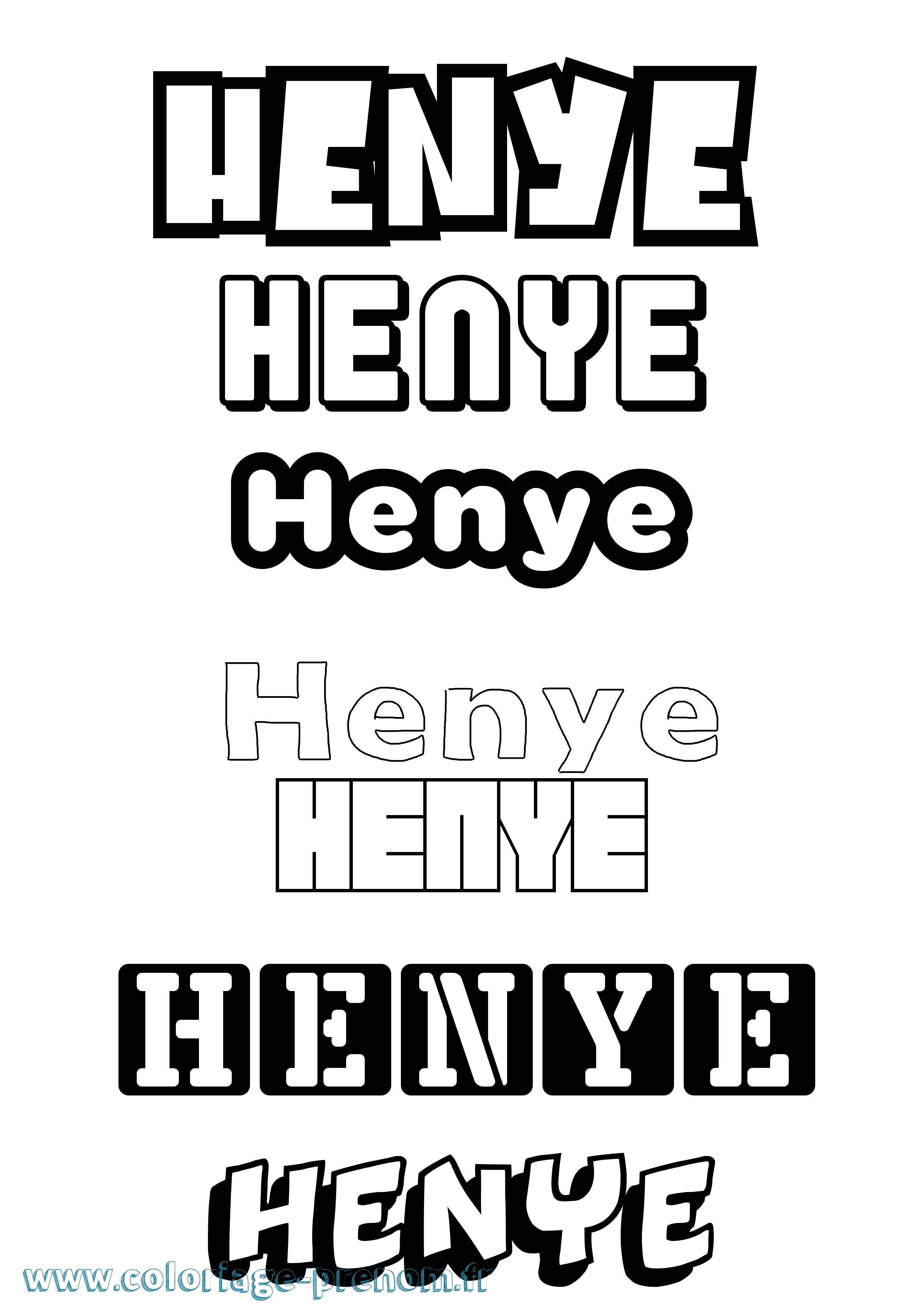 Coloriage Henye Simple Coloriage prénom Henye Simple