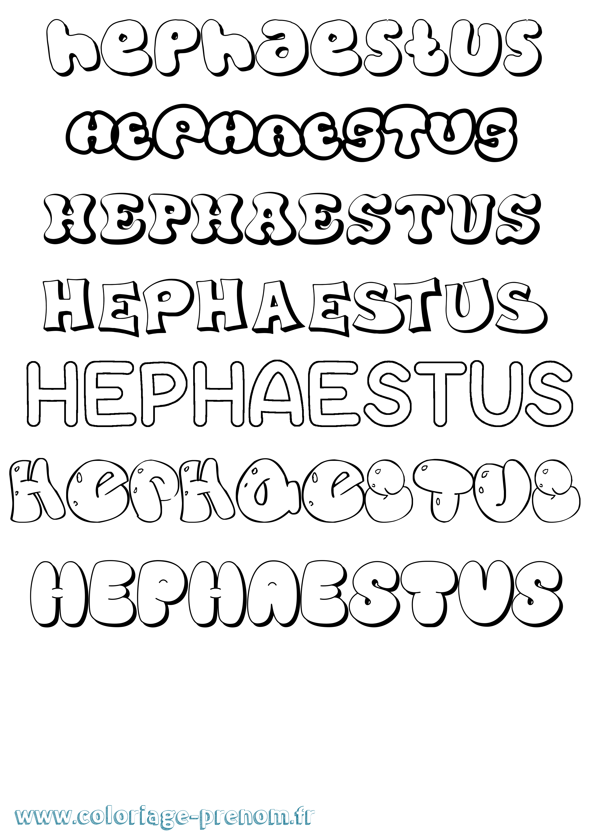 Coloriage Hephaestus Bubble Coloriage prénom Hephaestus Bubble