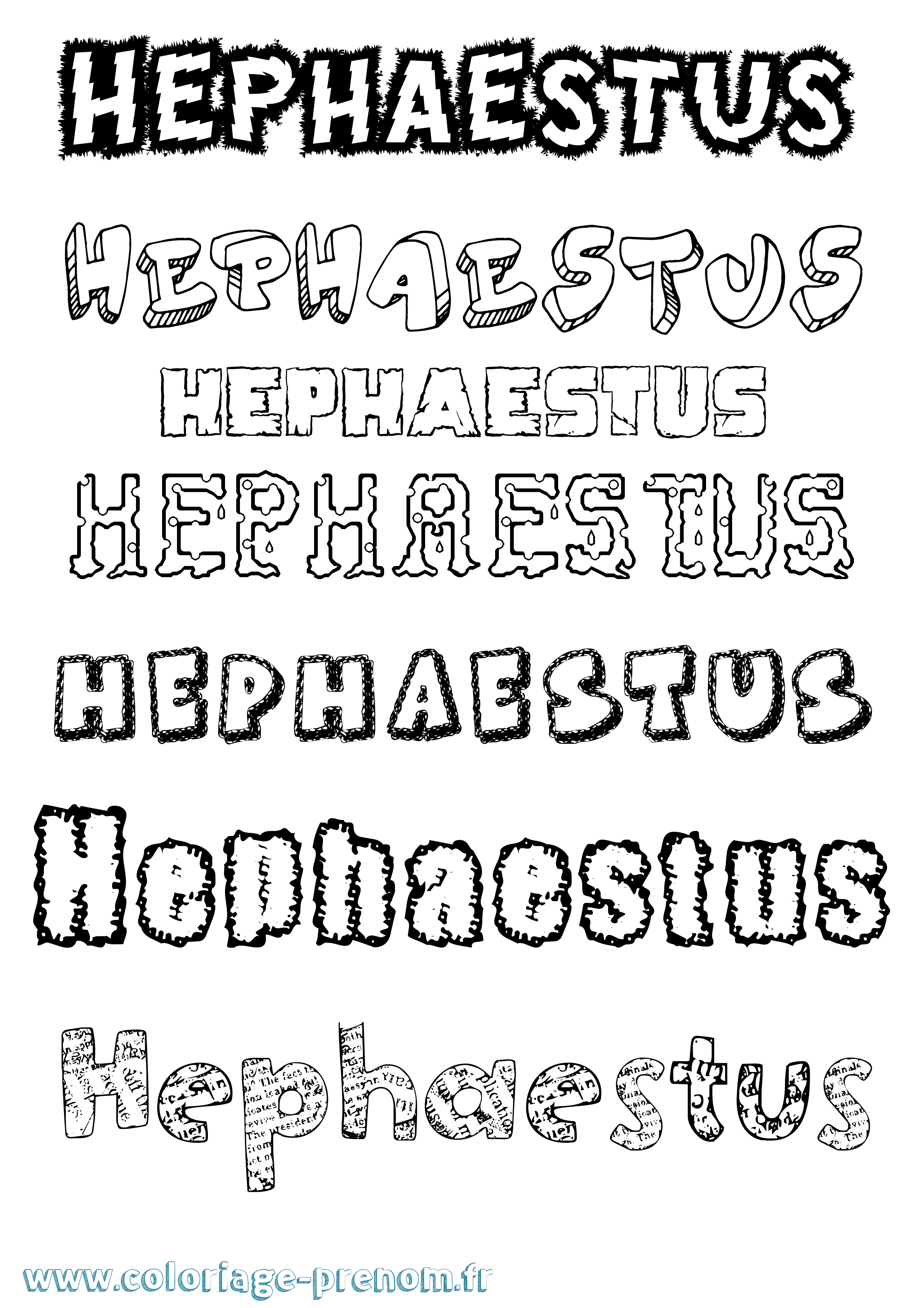 Coloriage Hephaestus Destructuré Coloriage prénom Hephaestus Destructuré