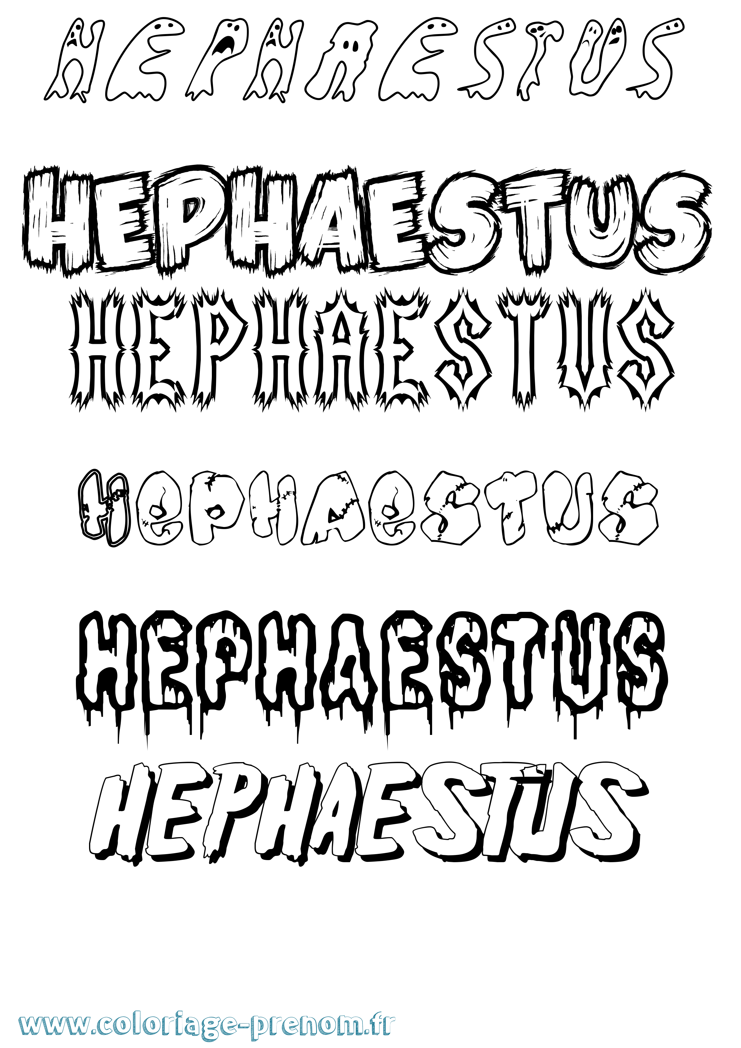 Coloriage Hephaestus Frisson Coloriage prénom Hephaestus Frisson