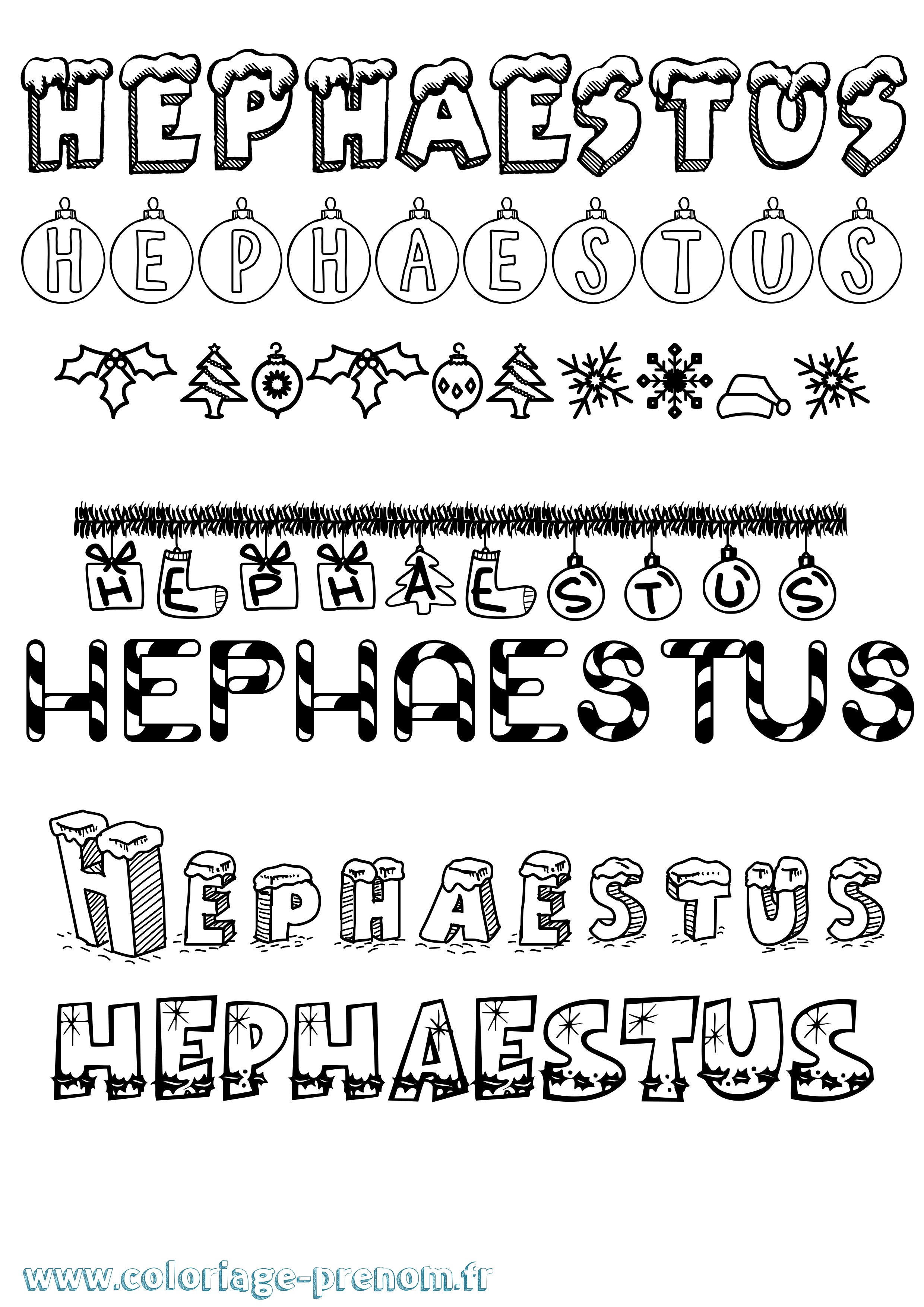 Coloriage Hephaestus Noël Coloriage prénom Hephaestus Noël